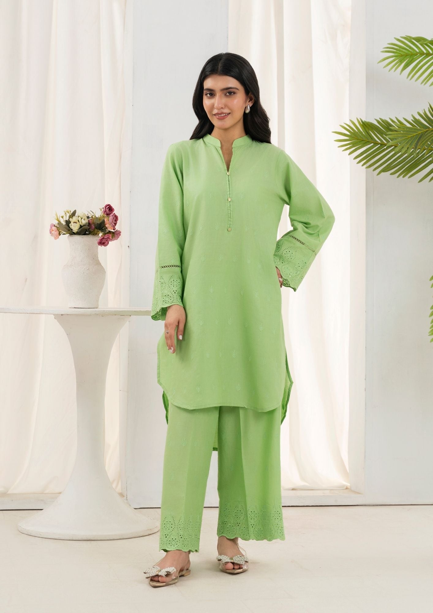 Yolo Pret Schiffli Embroidered Set Rozana S25 0018 Women 2pcs