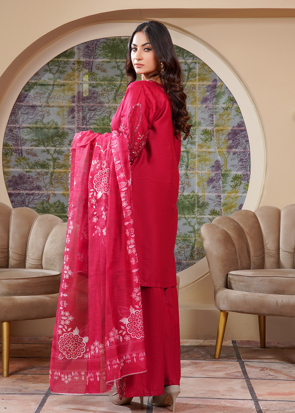 Elara Official Crimson Maroon Women 3pcs