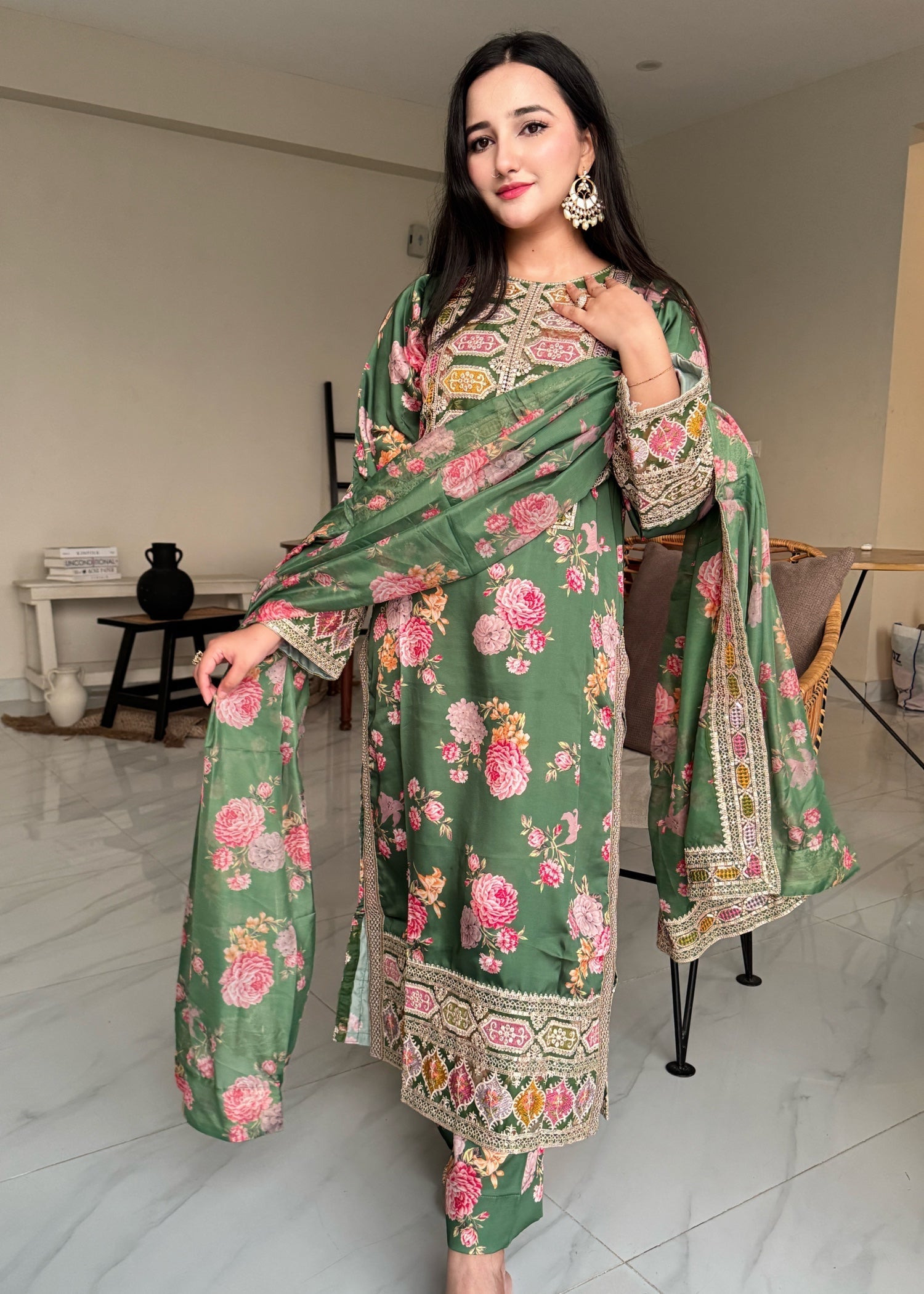 Suits By Sadia IMAAN SILK GREEN Women 3pcs