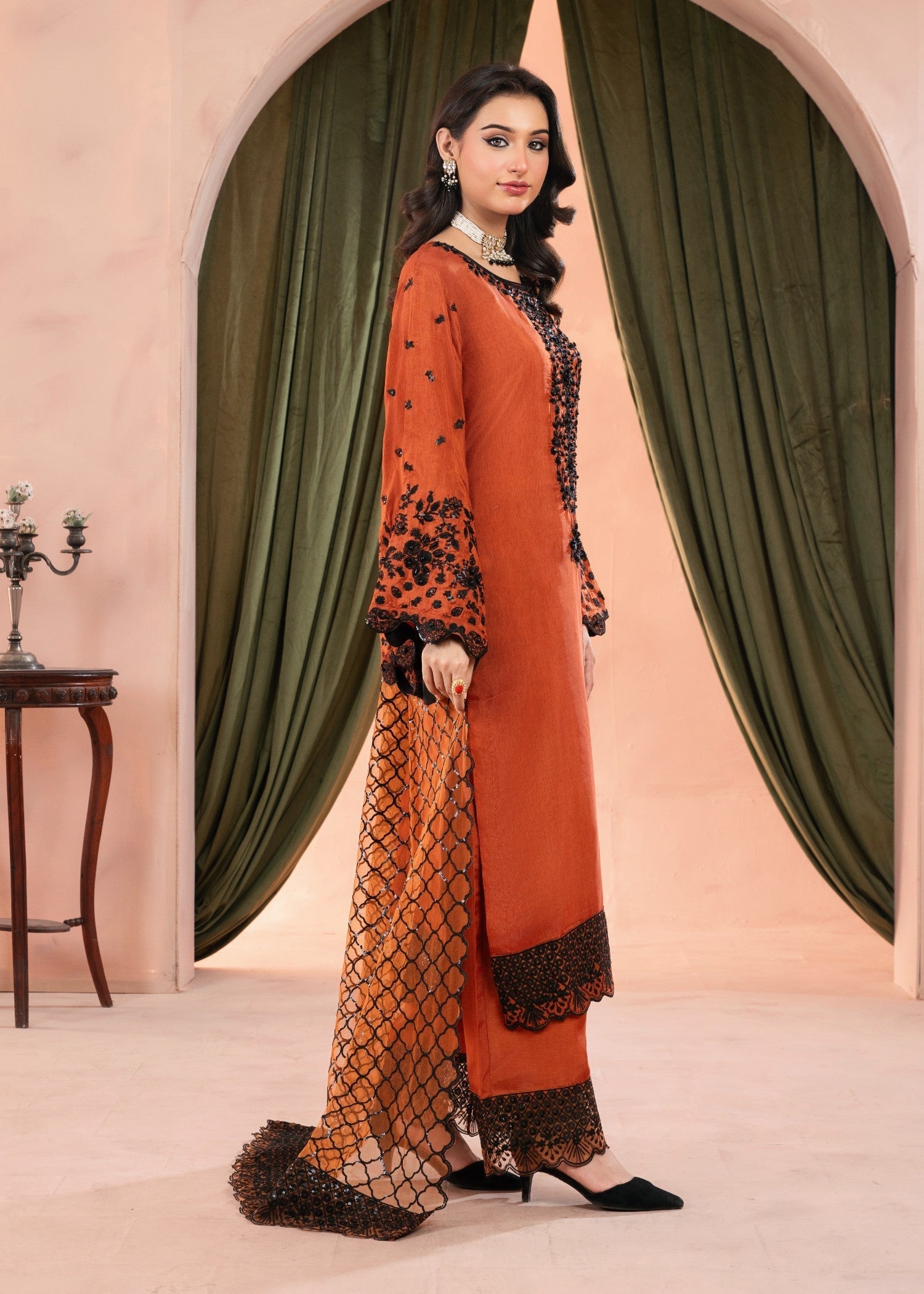 Alliyas_By_Farooqkhalid A 380 Rust Women 3pcs