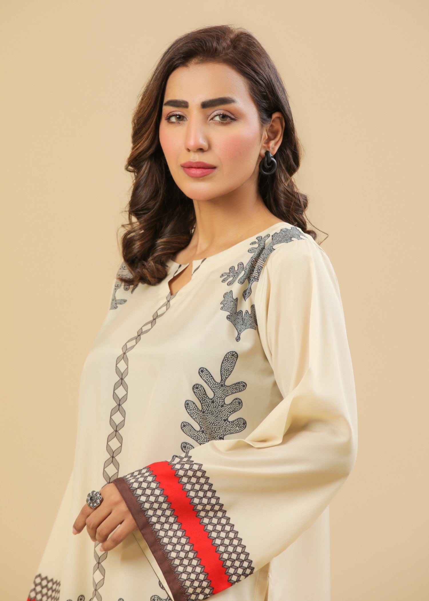 Zenyre Ivory Noir Printed Set Women 2pcs