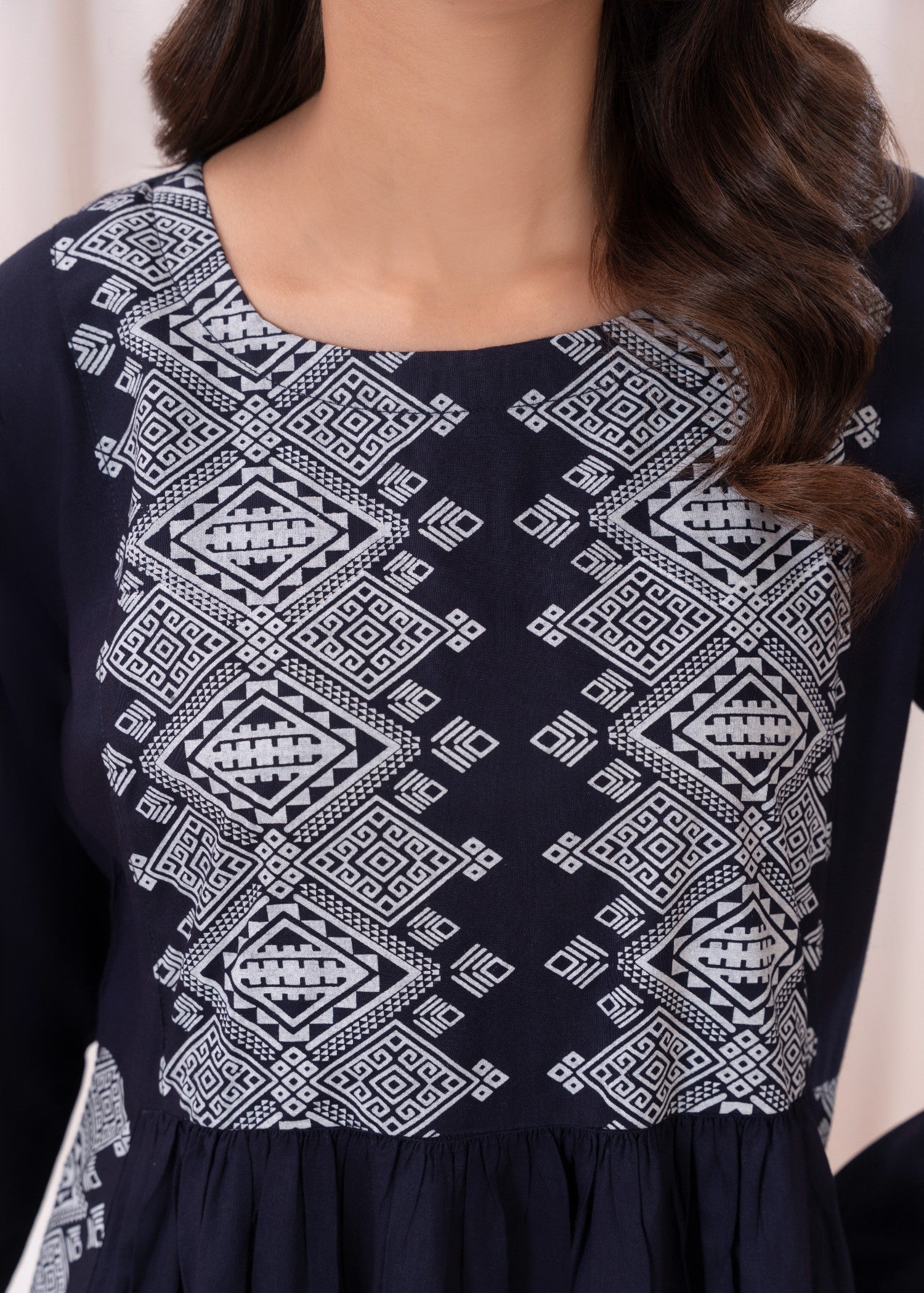 Laal Kurti Blue White printed long kurta D118 Women 1pcs