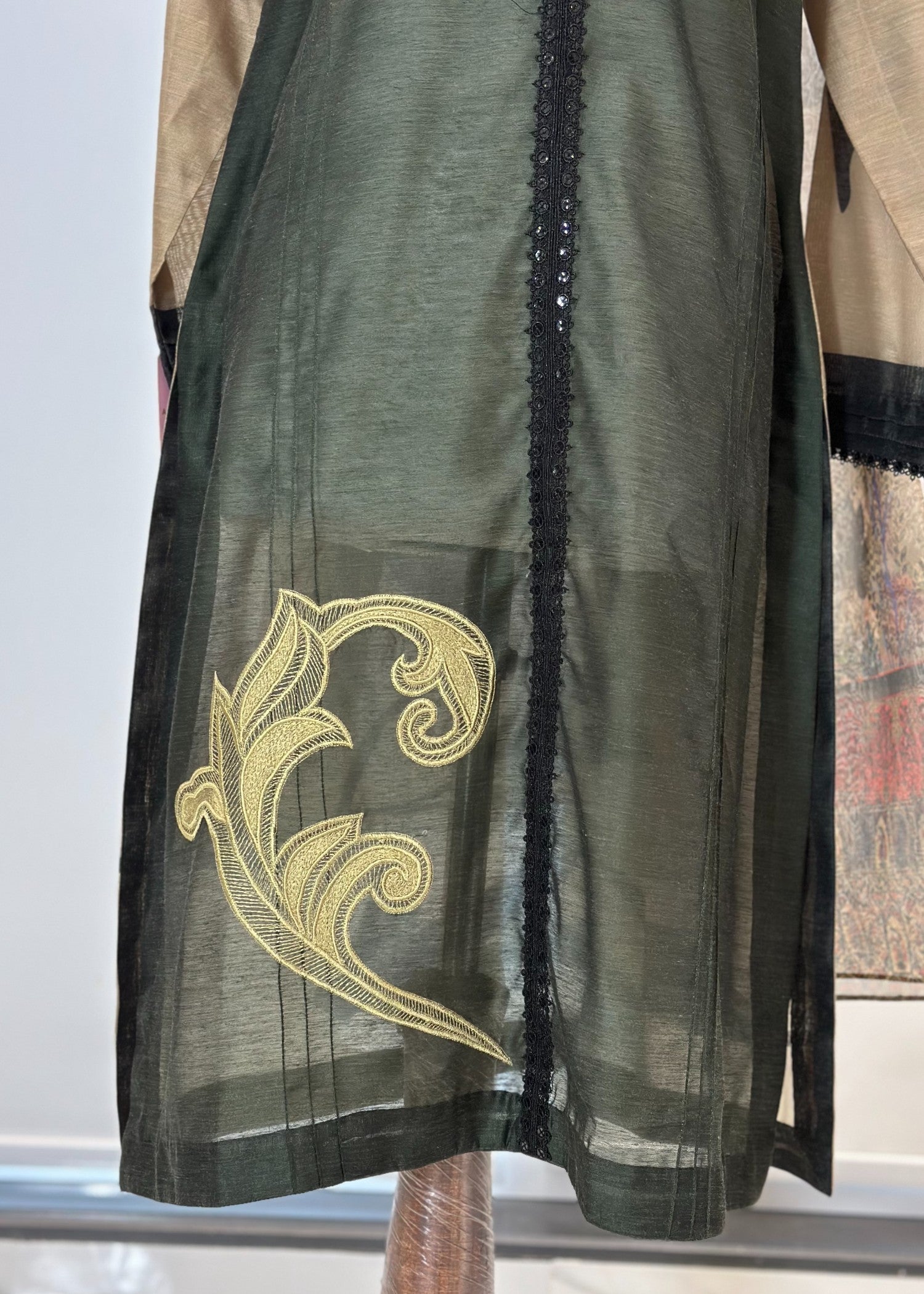 Symas Olive Green Cotton Silk Women 2pcs