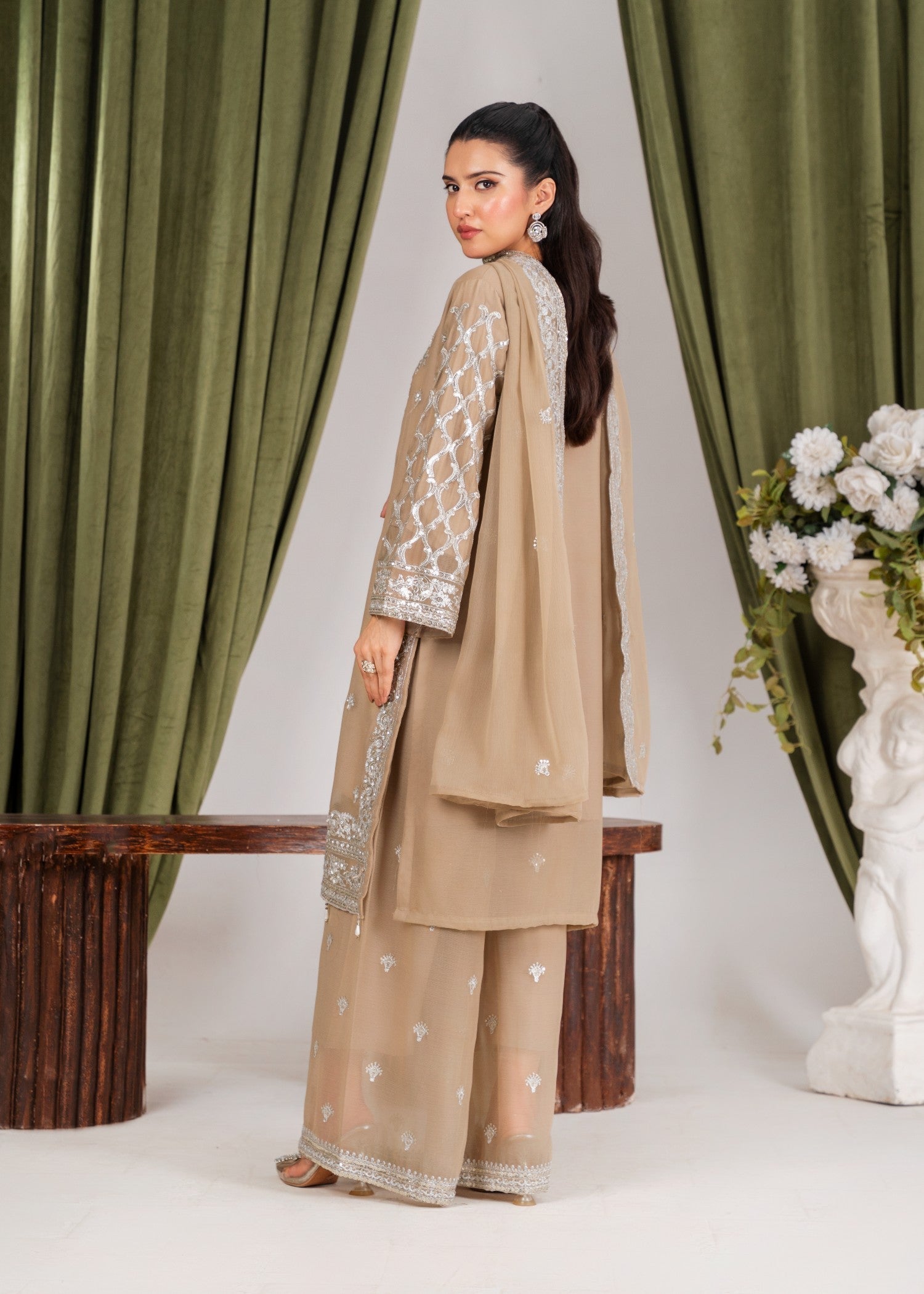 Four Season Boutique MEHERBAAN TAN BROWN Women 3pcs