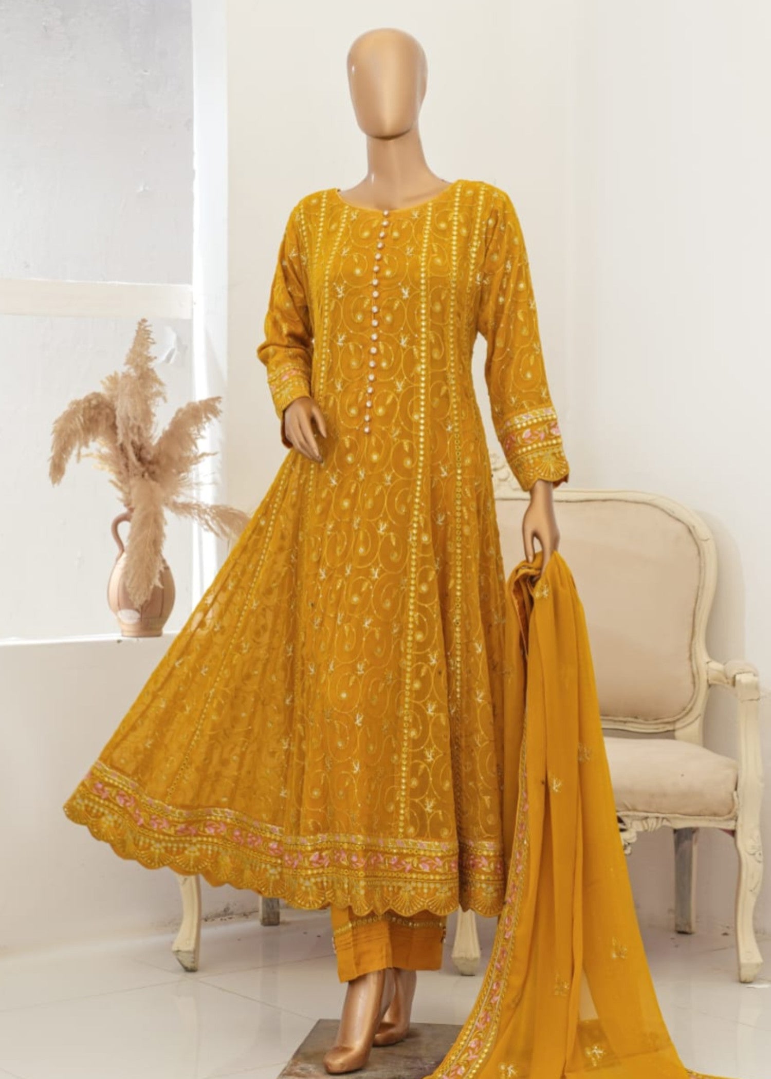 Ahmed Creations Mahajabeen Mustard Women 3pcs