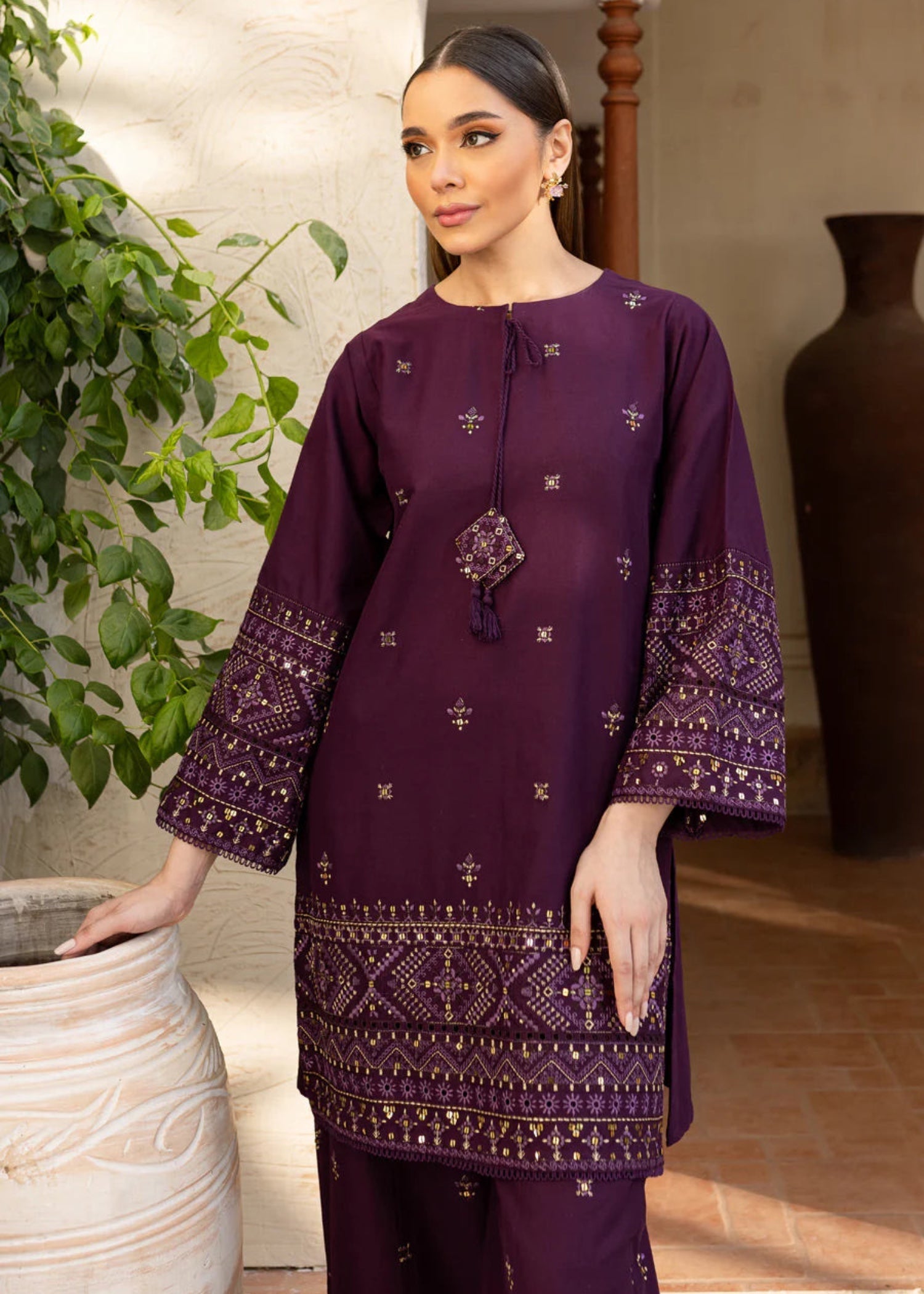 The Turkish Wear Maira Plum Women 2pcs