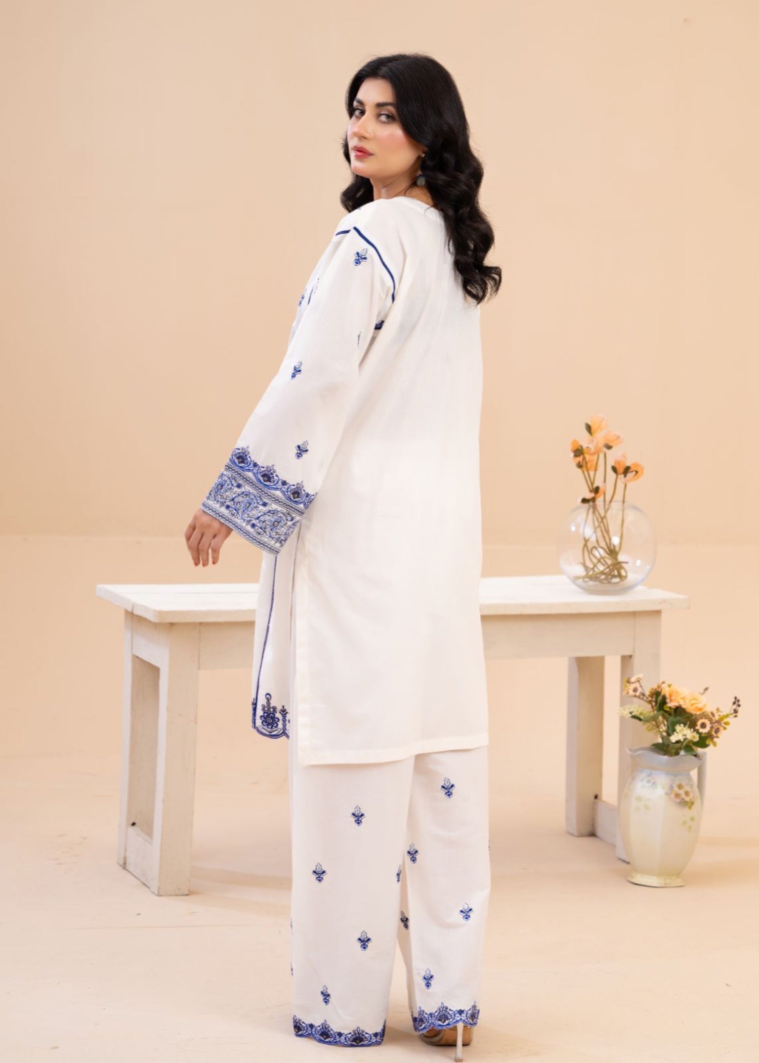 Zeenat & Zoha Blue white Women 2pcs