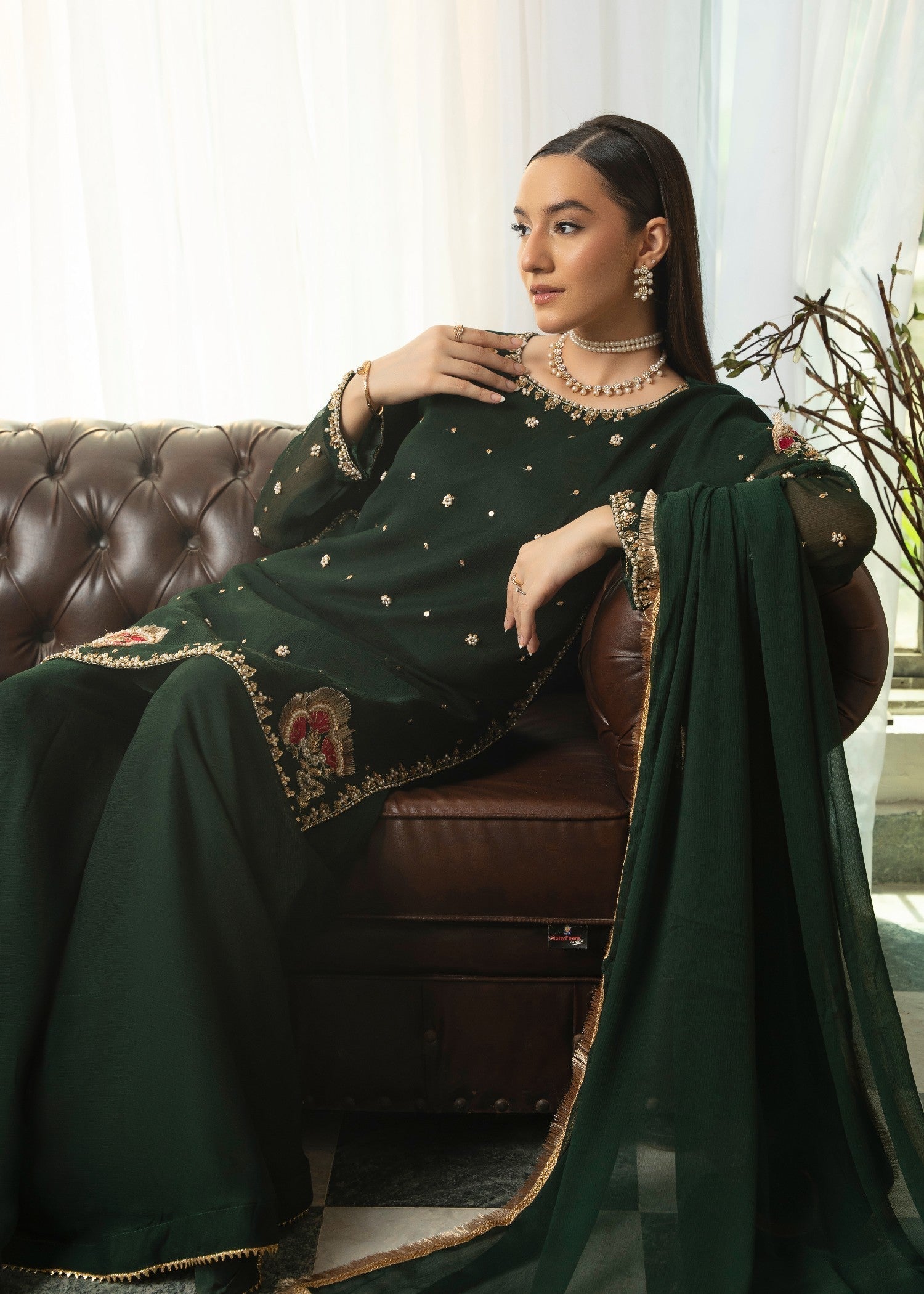 Maira Fashion Bottle green Sharara Women 3pcs