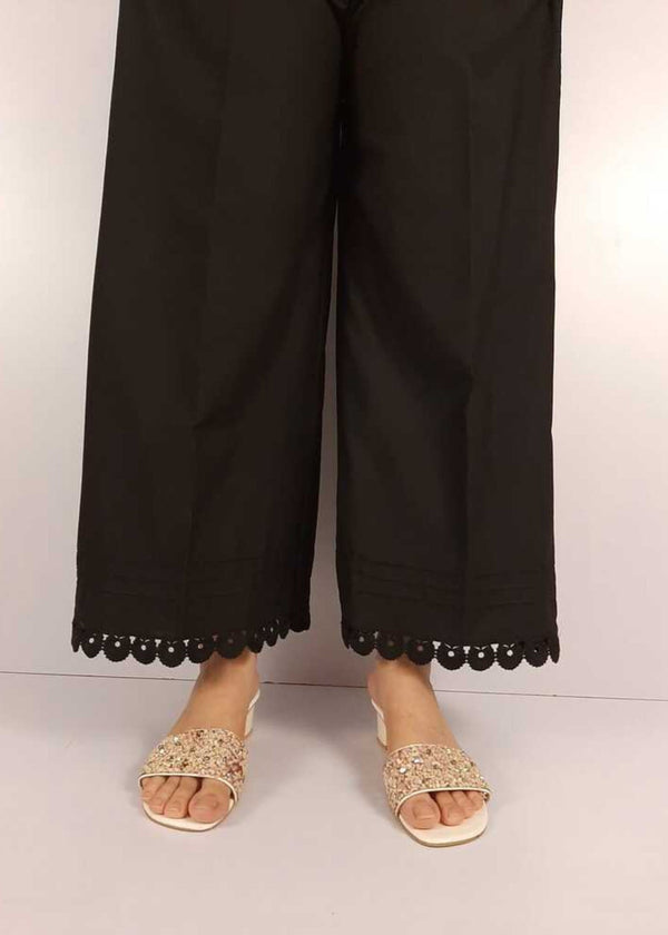 Zardi Cotton Palazzo With Bottom Lace – Black – ZT302 Women 1pcs