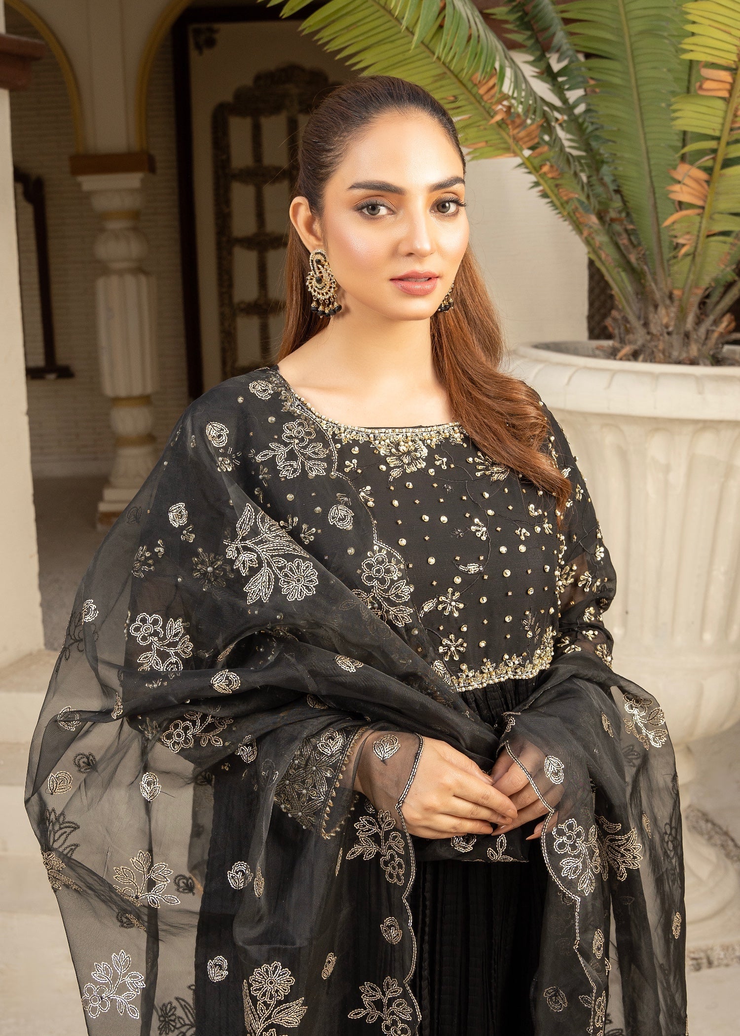 Maira Fashion Black Anarkli Frock Women 4pcs