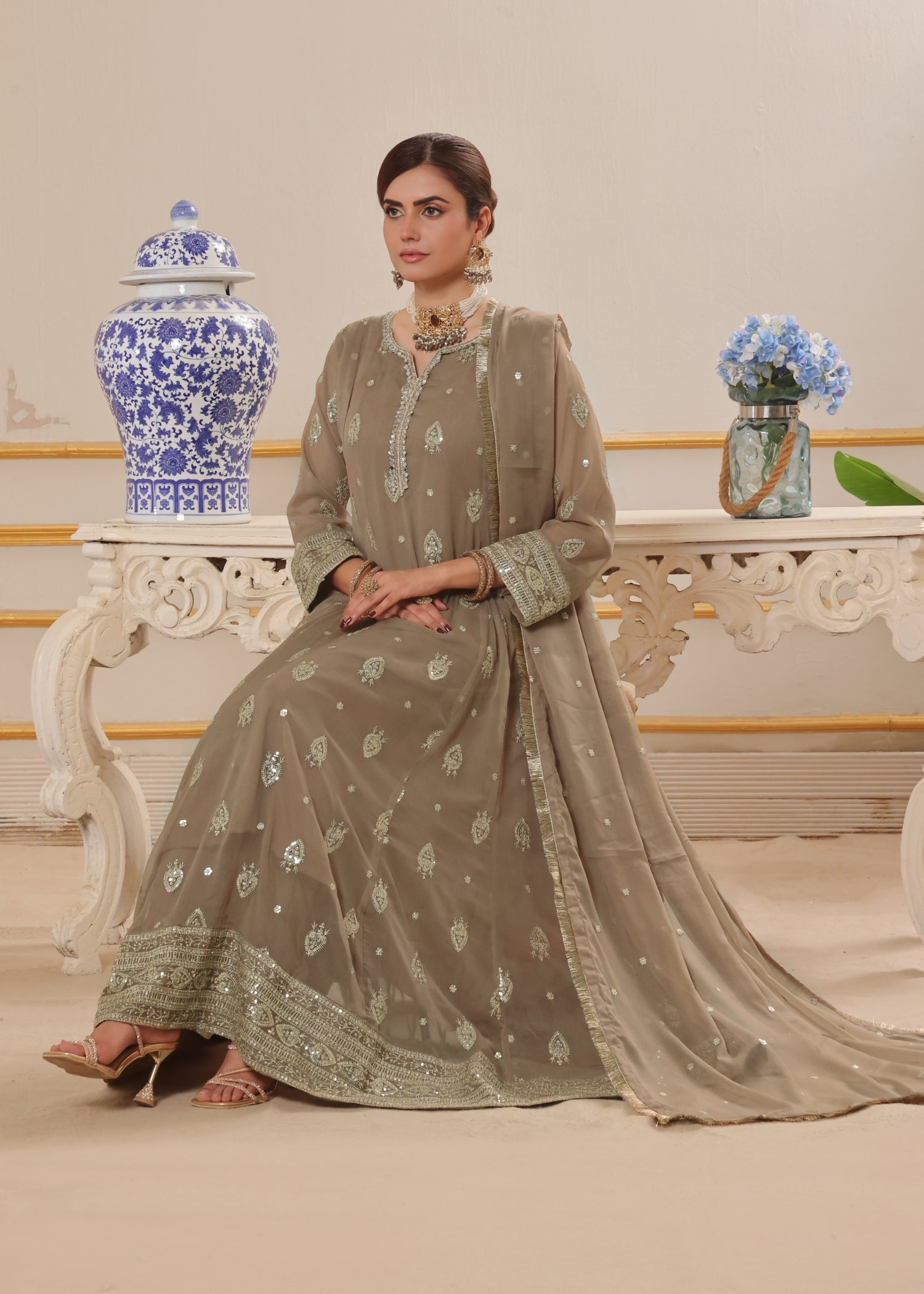 Abaan Zohan Raunak Brown Women 3pcs