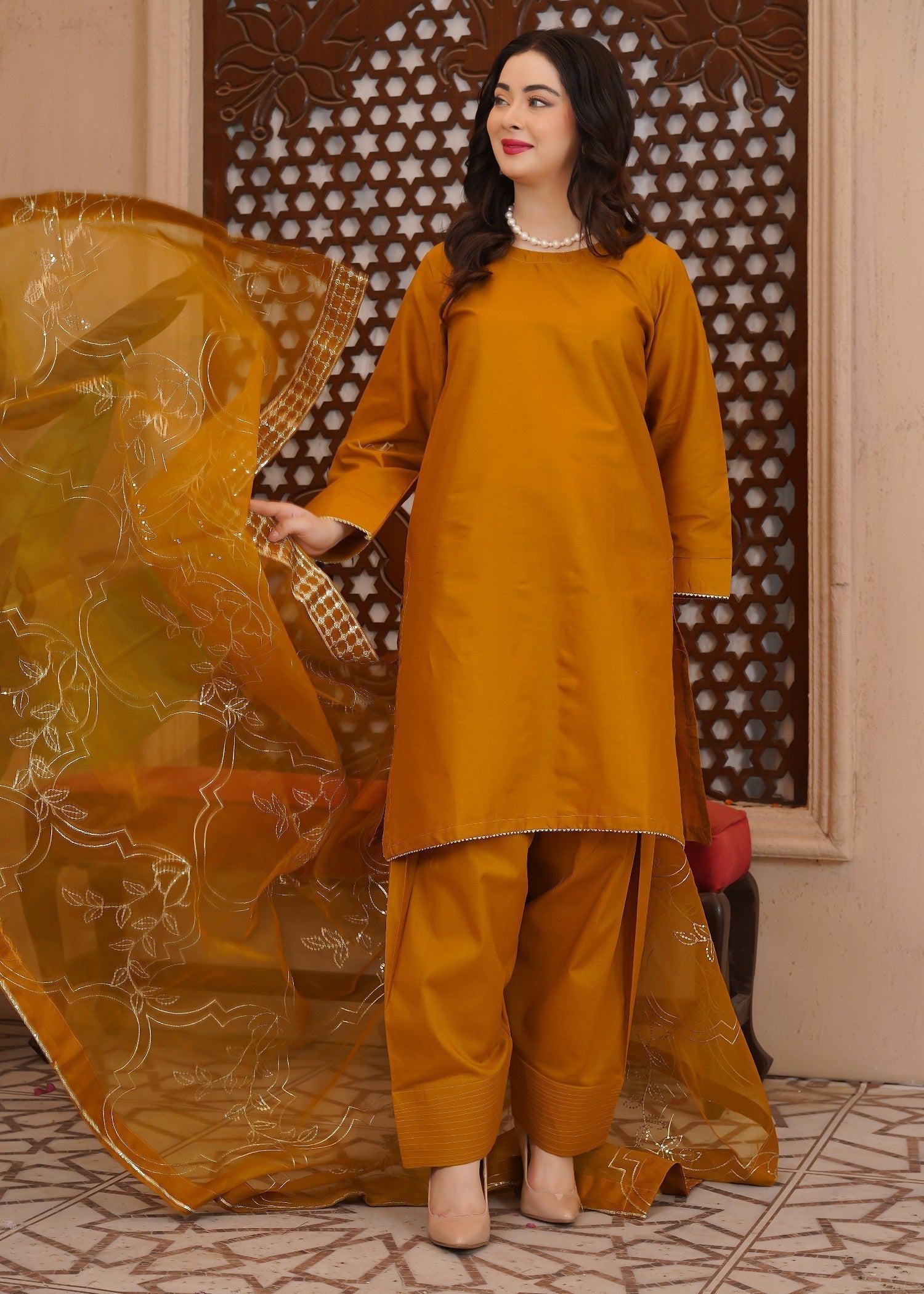 Waniya Awais WAF D11 (Farshi Shalwar) Women 3pcs