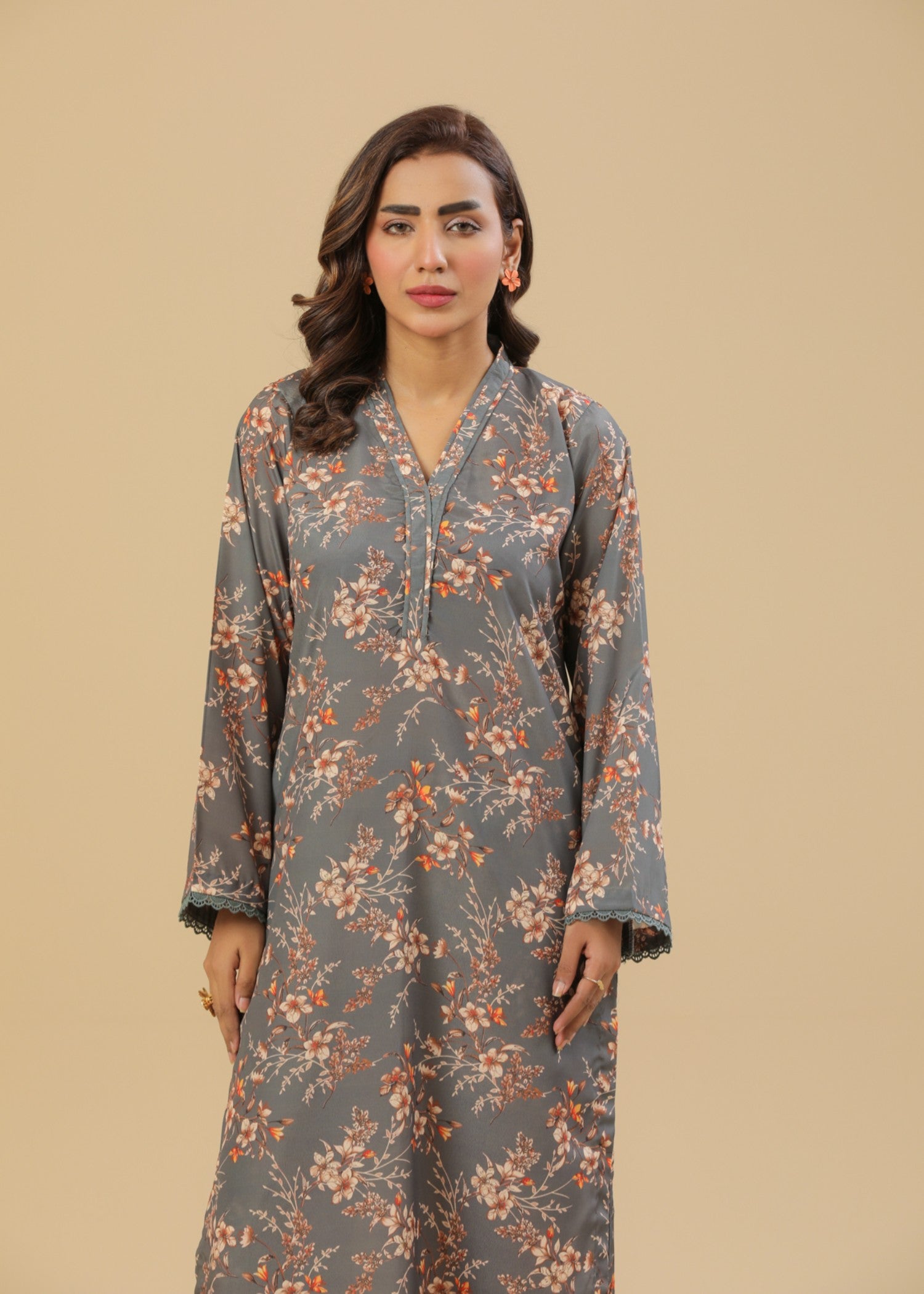 Zenyre Grey Lily Printed Set Women 2pcs