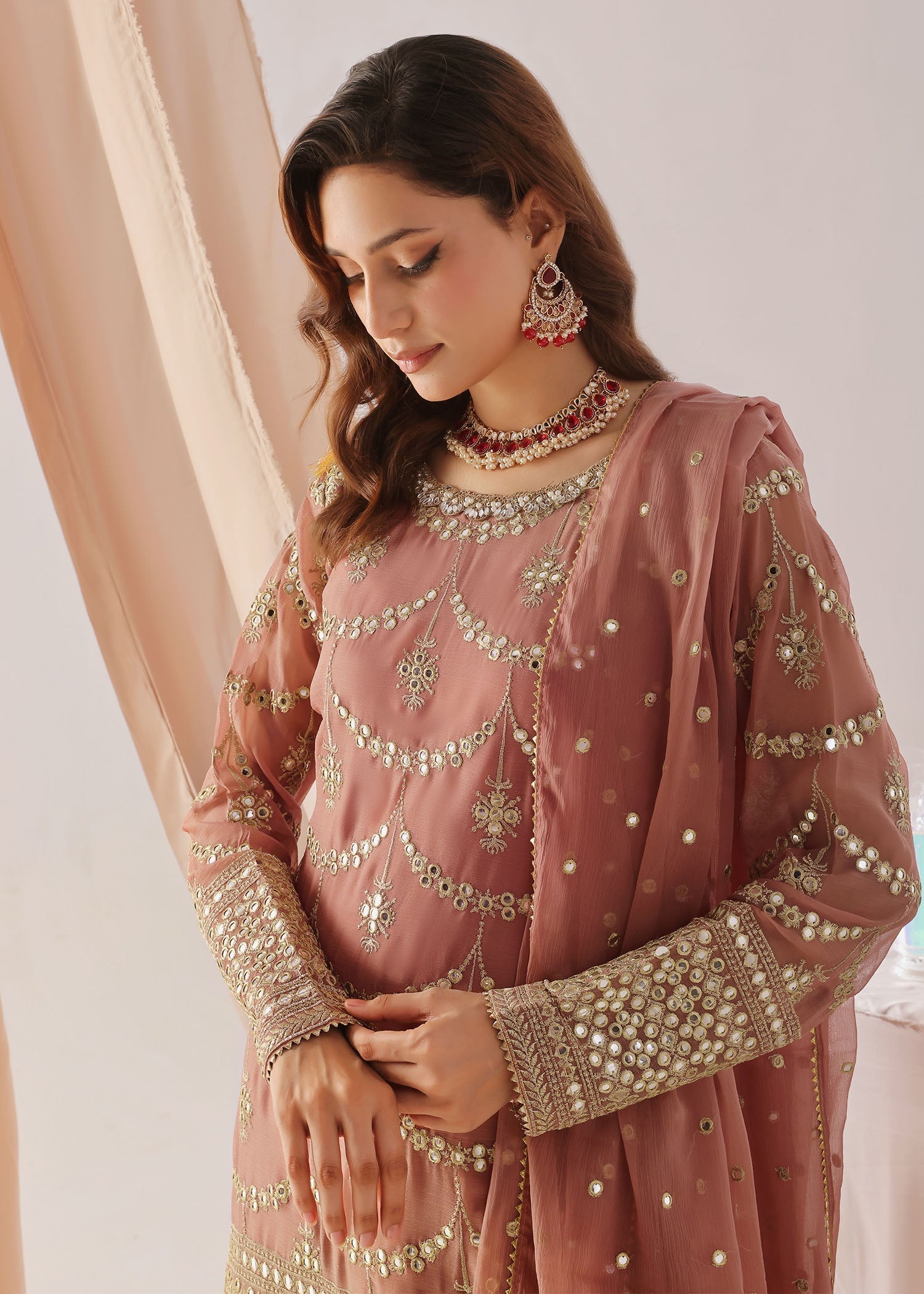 Ayesha Closet GUL BAHAR CORAL PINK Women 3pcs