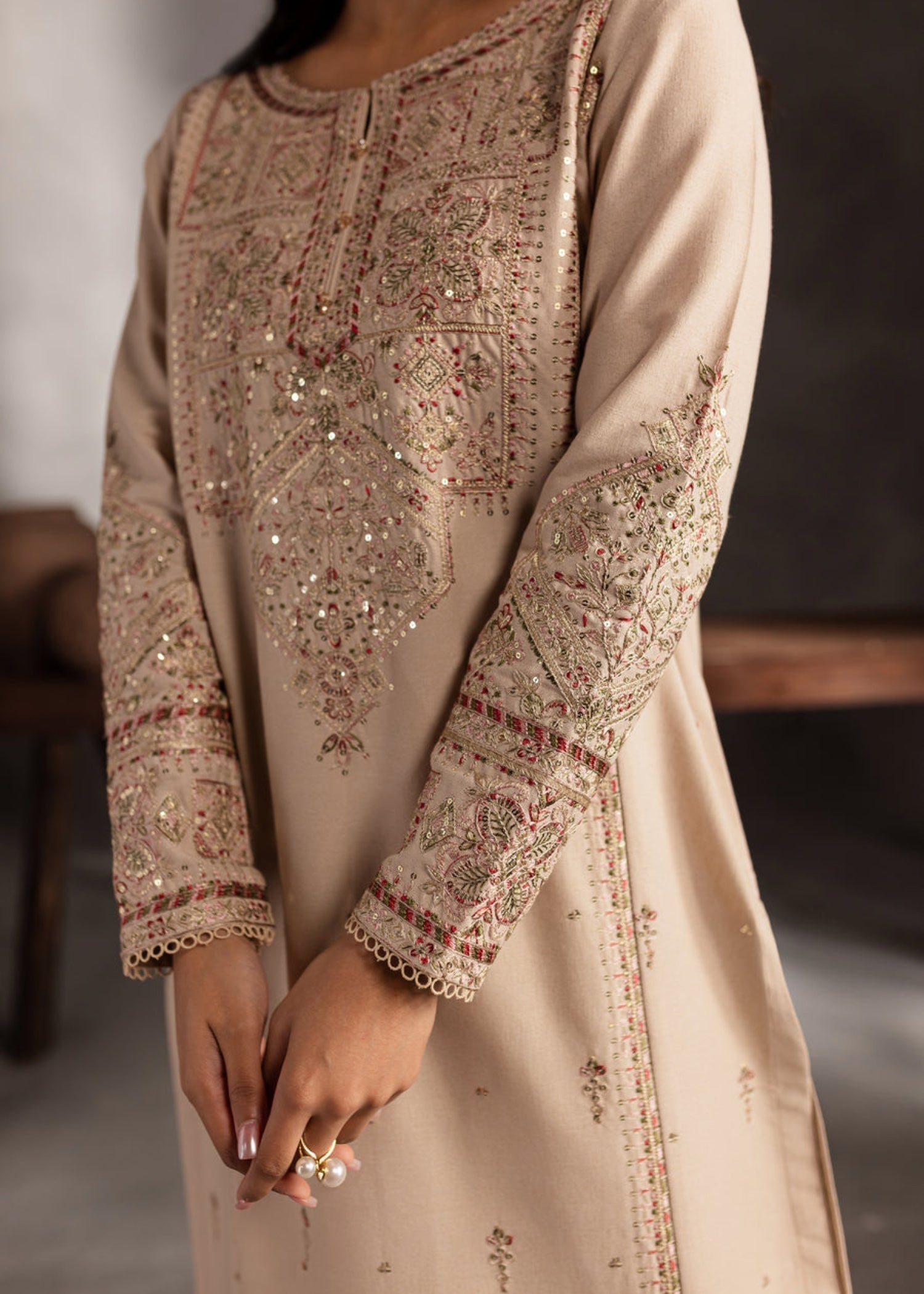 The Turkish Wear Sheen Embroidered Women 3pcs