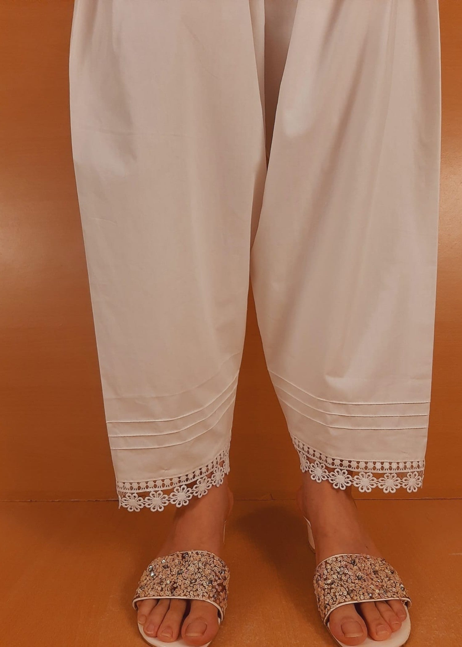 Zardi Laces Embellished Shalwar White ZSL11 Women 1pcs