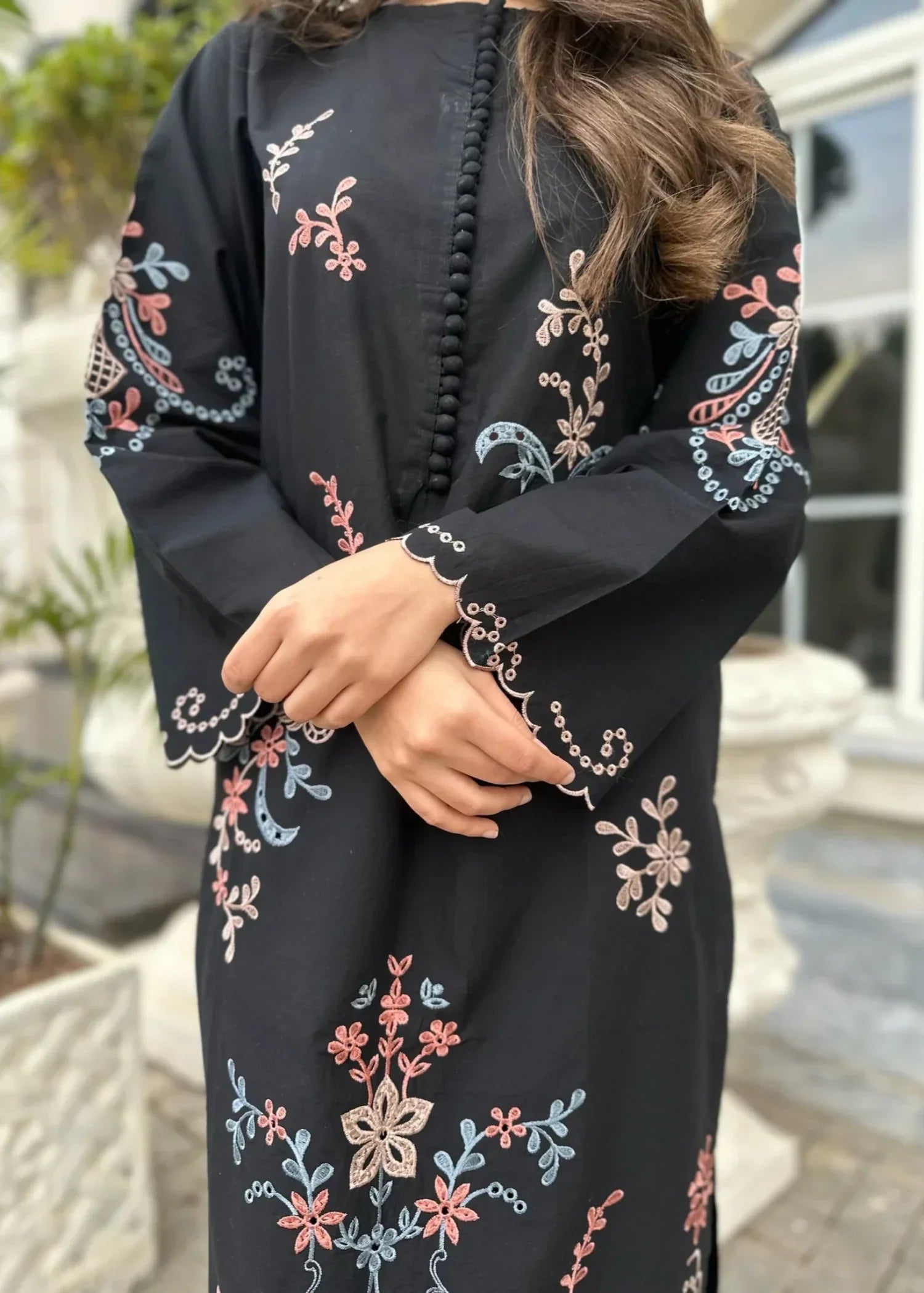 Sabahaats "Noir Flora | Black Luxury Embroidered " Women 2pcs