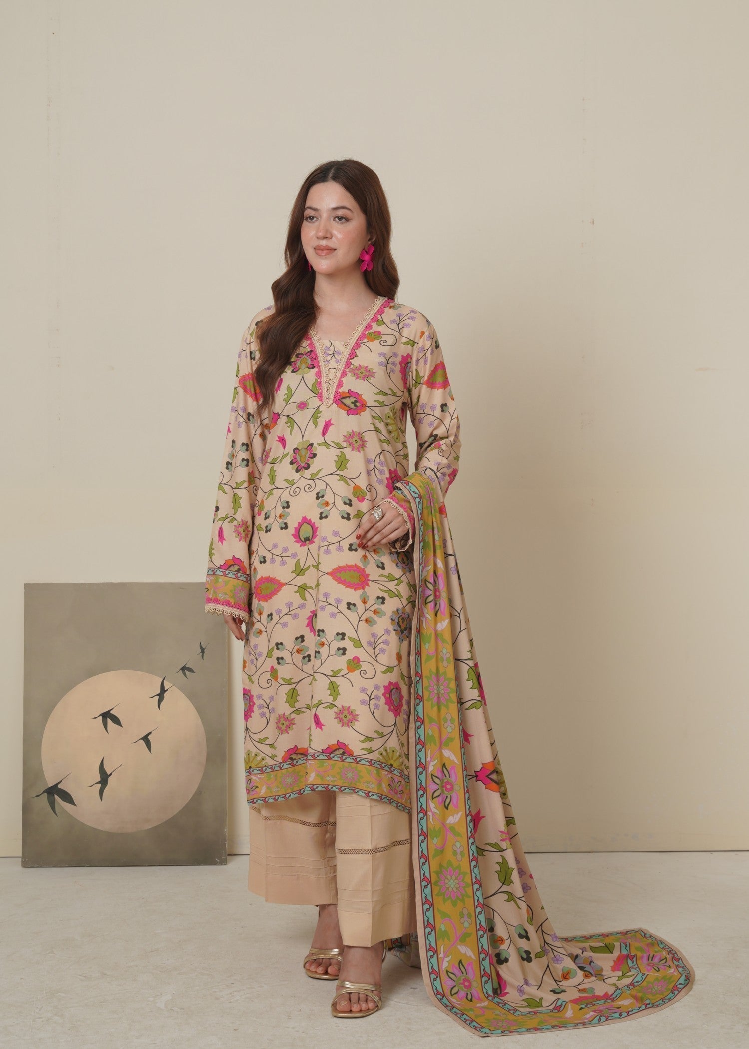 Aroshlay Linen Dress 3 | Unstitched Women 3pcs