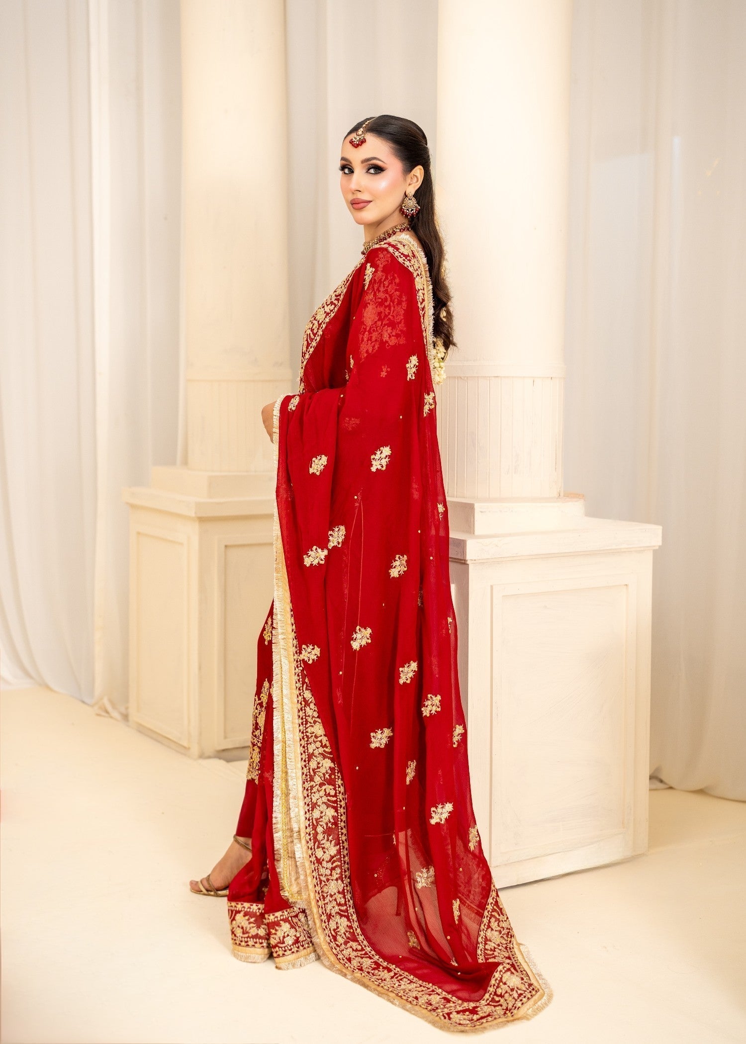 Alyssa Red Chiffon suit ALL410 Women 3pcs