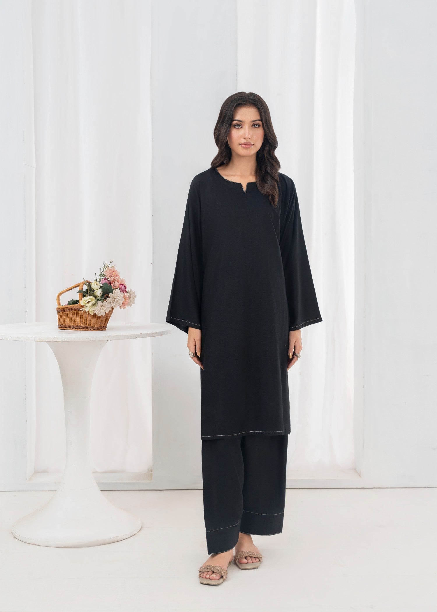 Stylish Collection PLAIN BLACK FARSHI SHALWAR Women 2pcs