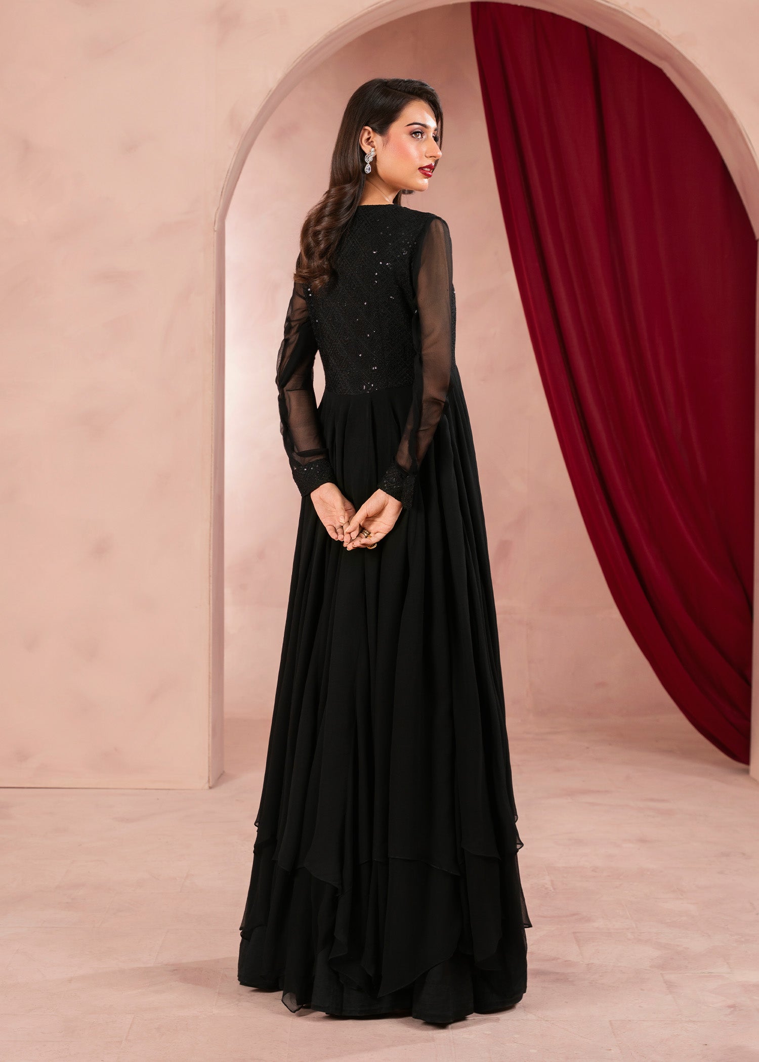 Rang-e-Haya Moon Veil (Black) Women 3pcs