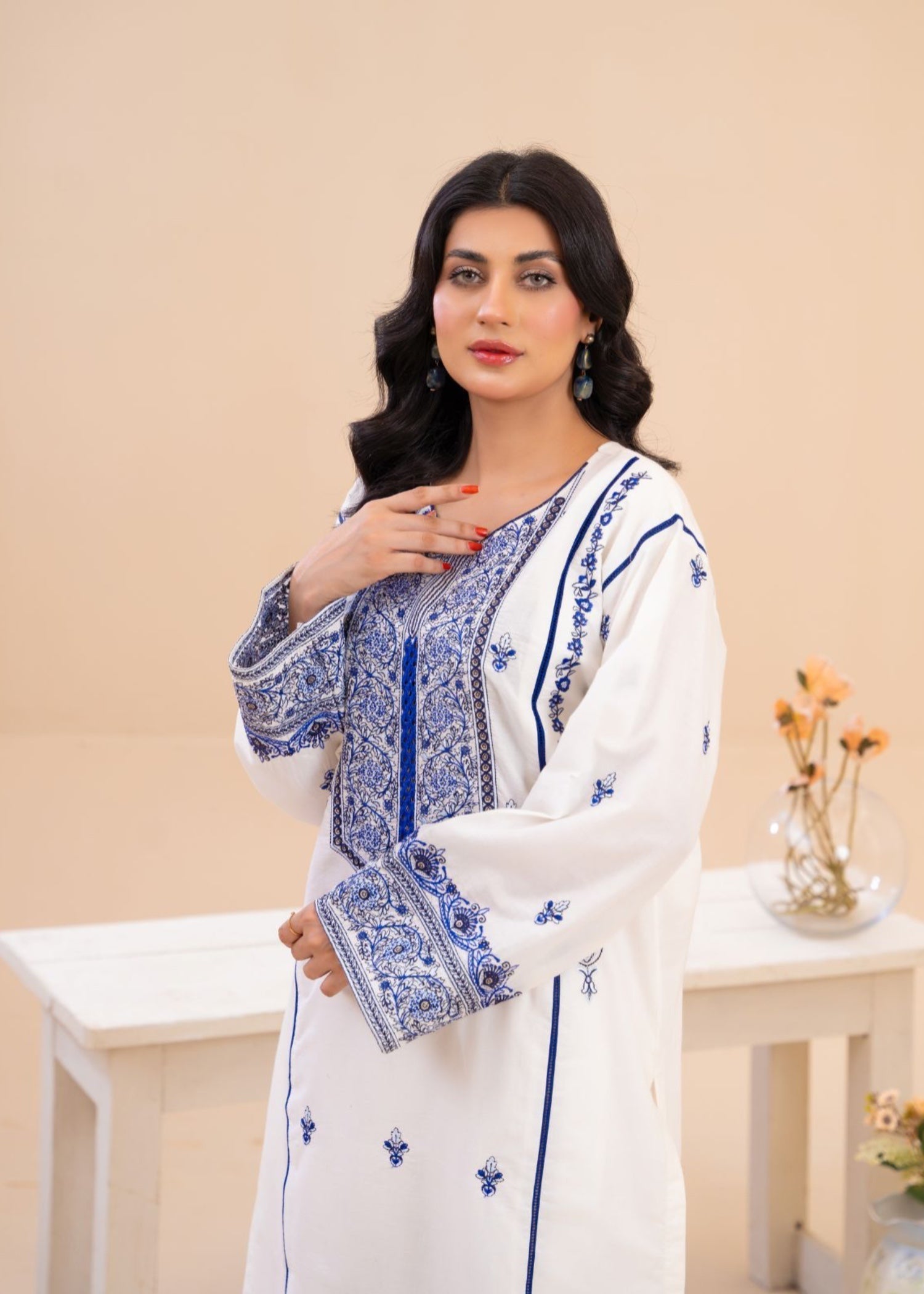 Zeenat & Zoha Blue white Women 2pcs