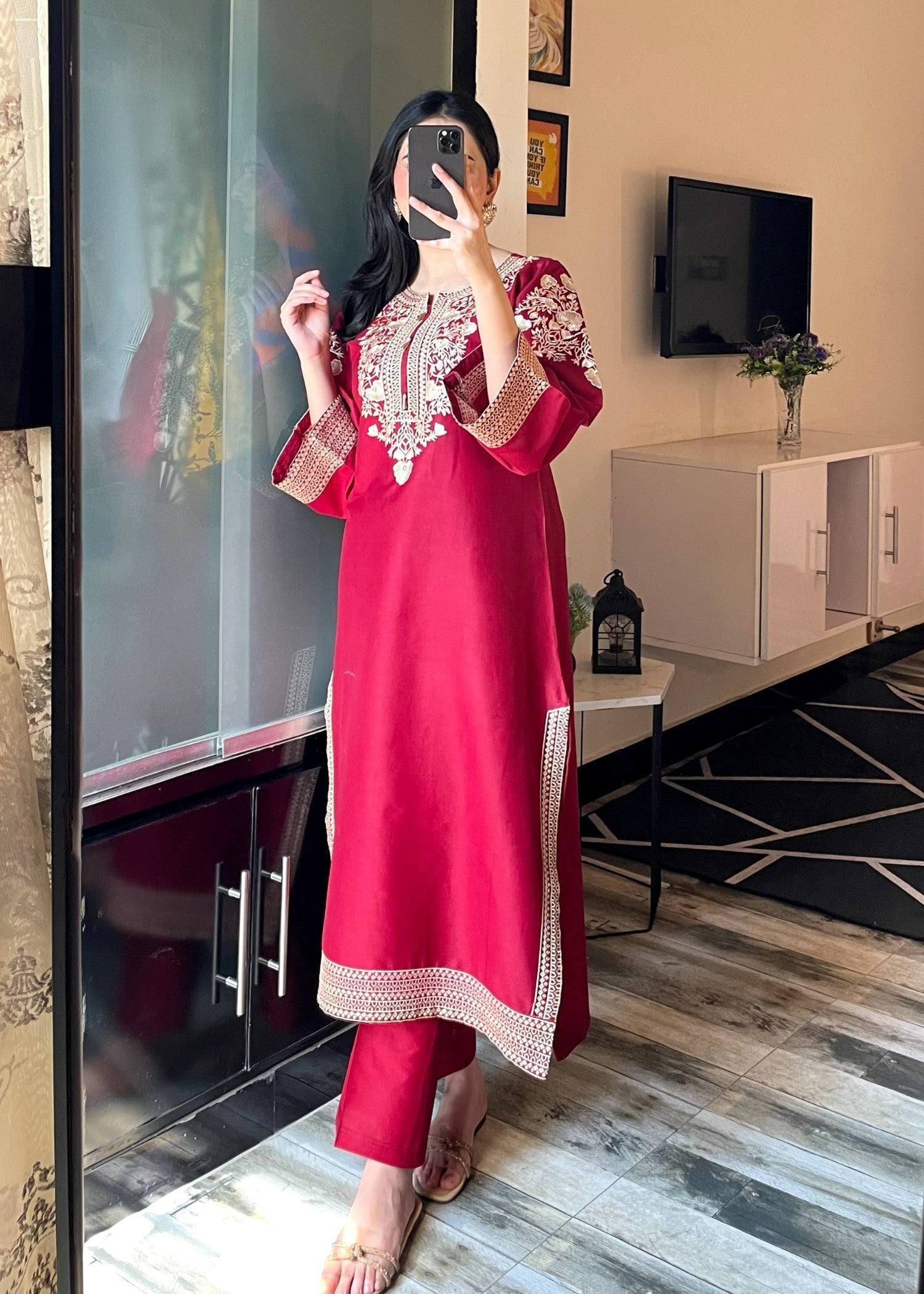 Tehzeeb Libas LAIBA MAROON ELEGANCE EMBROIDERED Women 2pcs