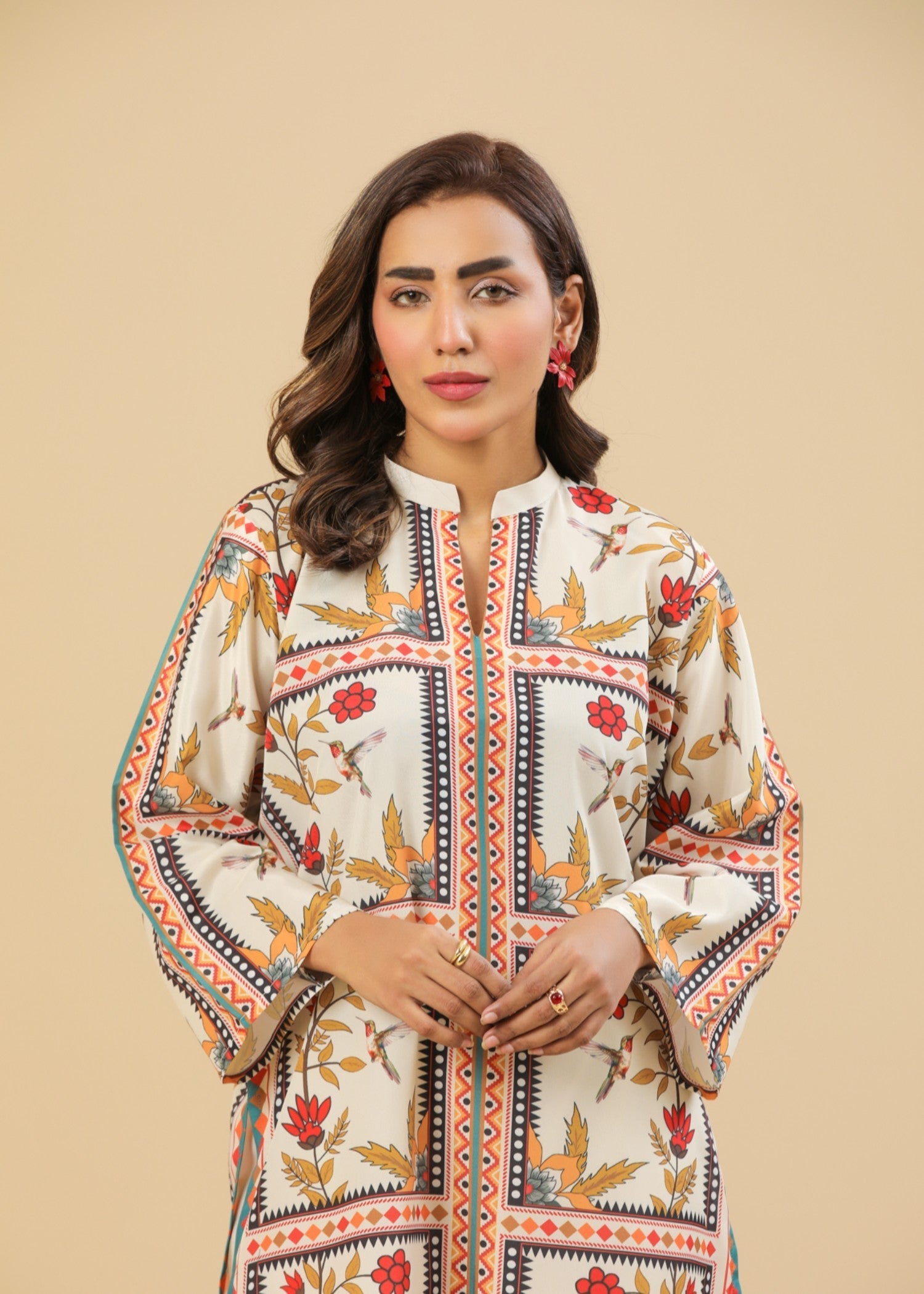 Zenyre Ivory Blooms Printed Set Women 2pcs