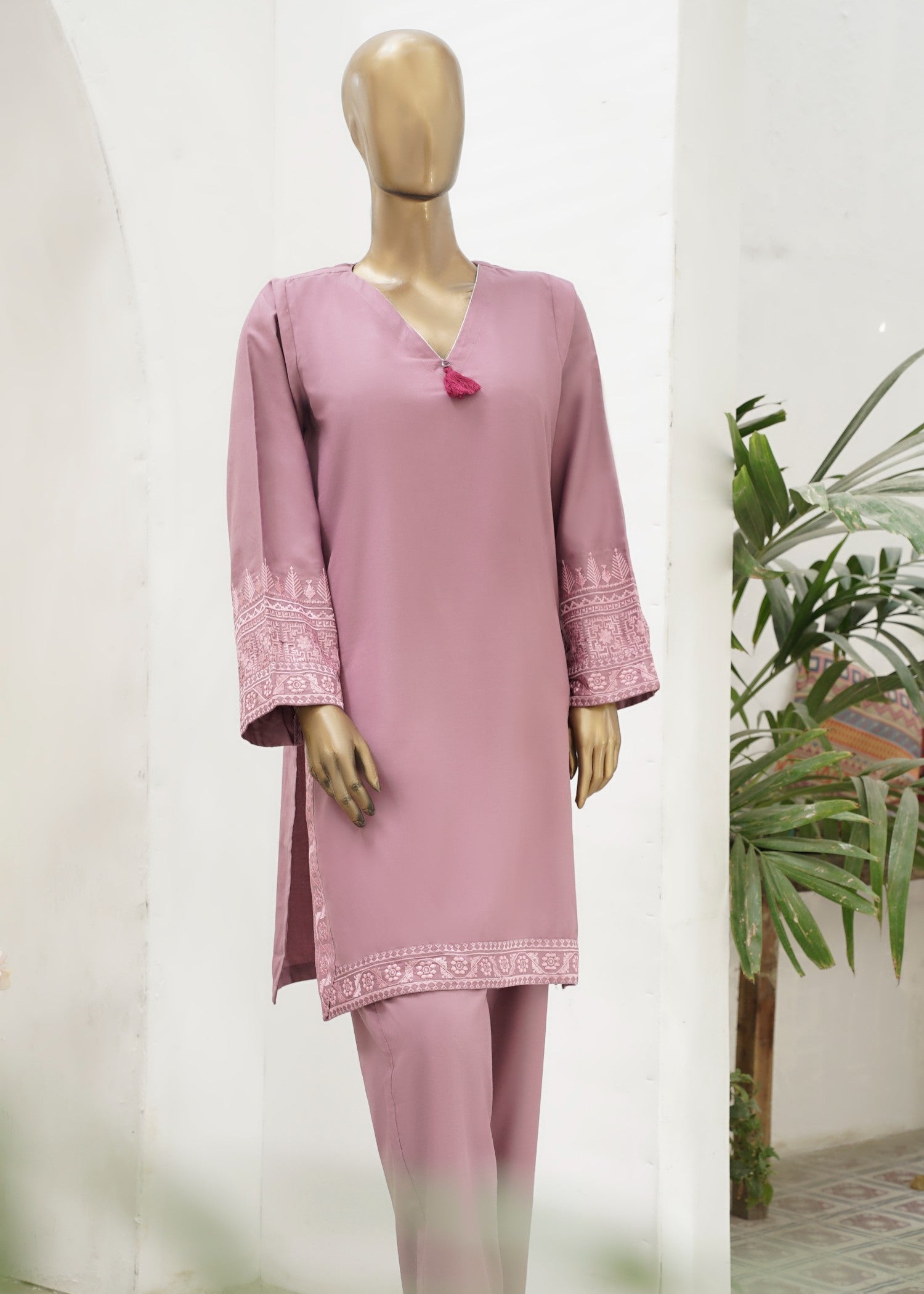 AYLA STUDIO Solid Embroidered SE250401 SHABNAM Women 2pcs