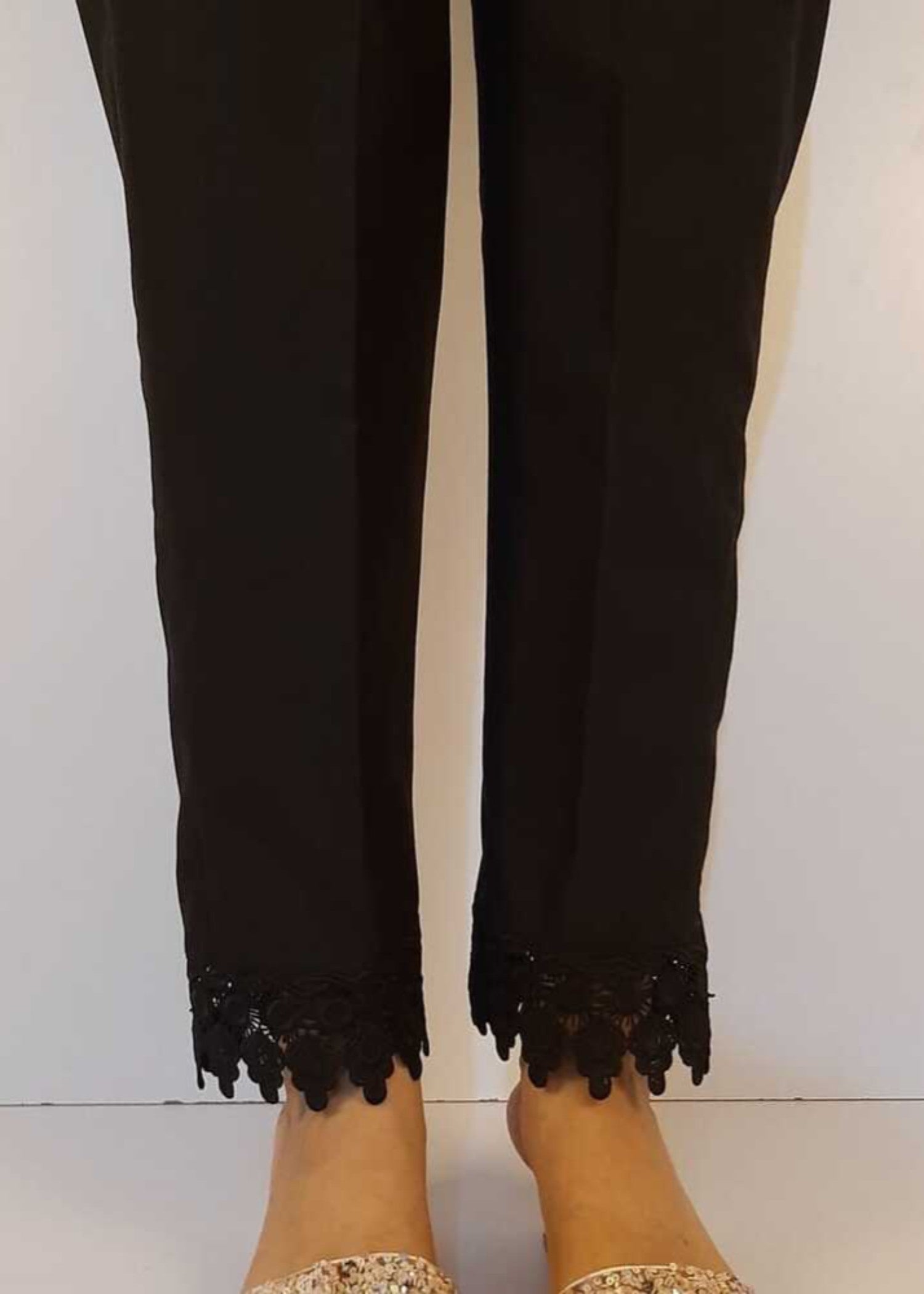 Zardi Cotton Trouser With Bottom Lace Black ZT200 Women 1pcs