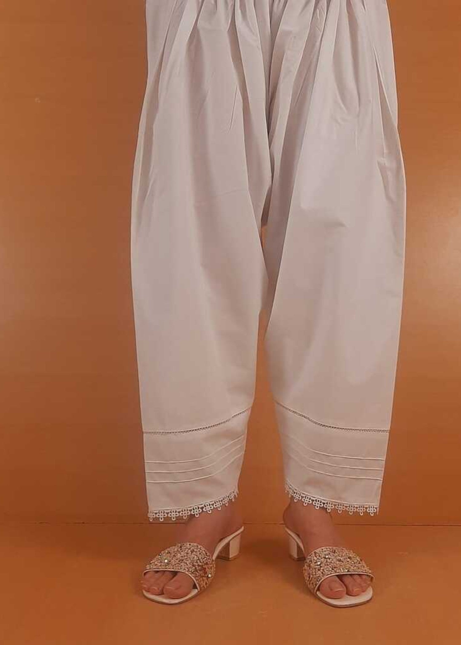 Zardi Laces Embellished Shalwar White ZSL04 Women 1pcs