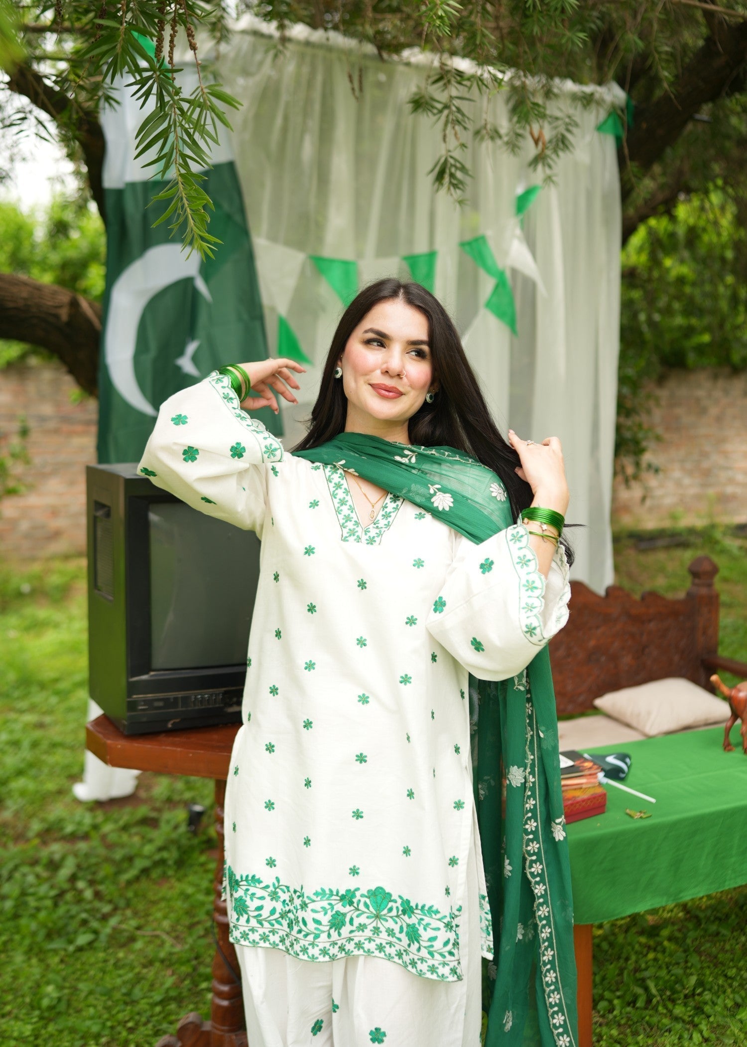 Noor Asiya Farshi Shalwar Pakistani Ethnic Lawn Dress Women 3pcs