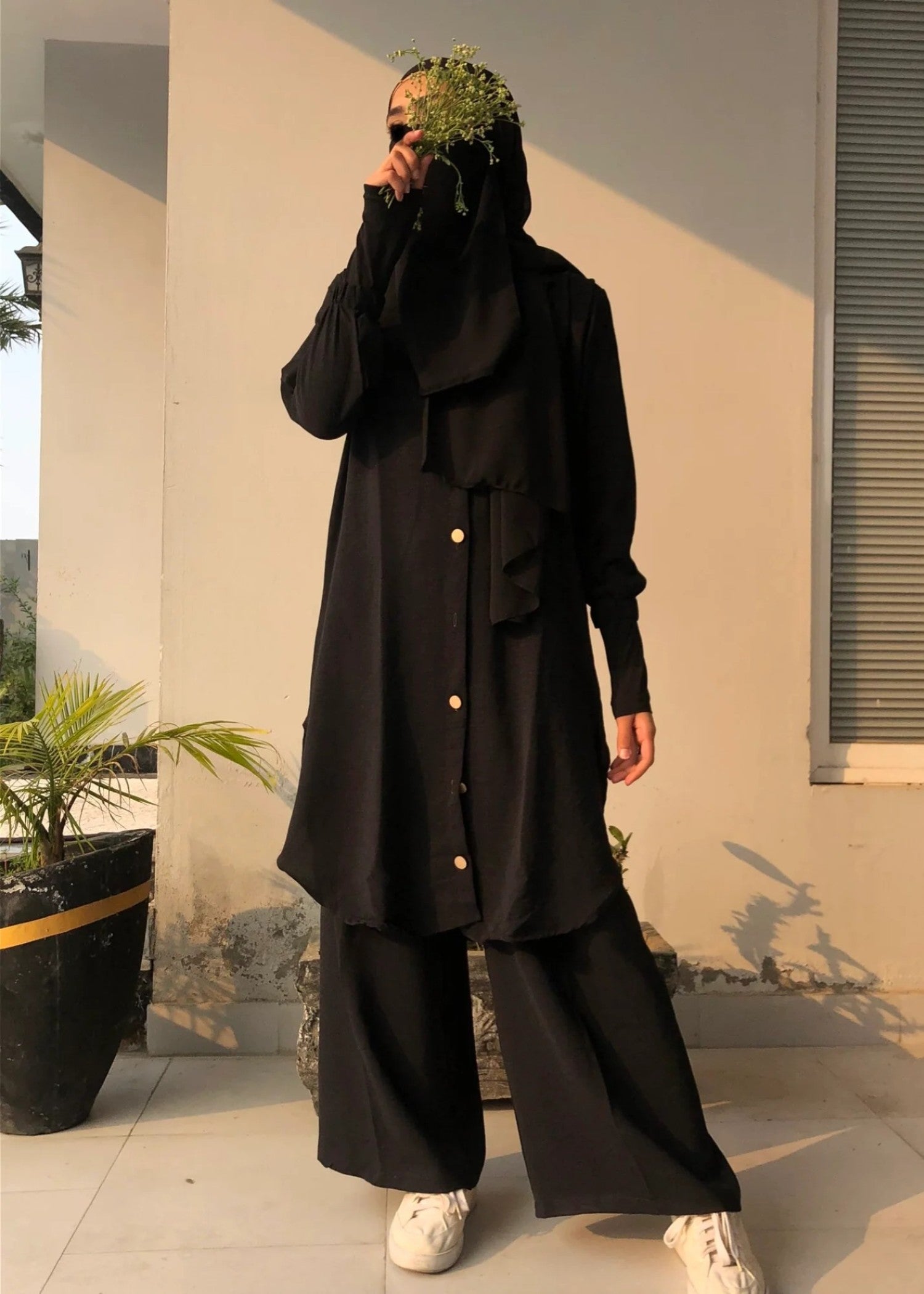 Al Rubab Collection Pocket Style Co Ord Set Coral Black Women 2pcs