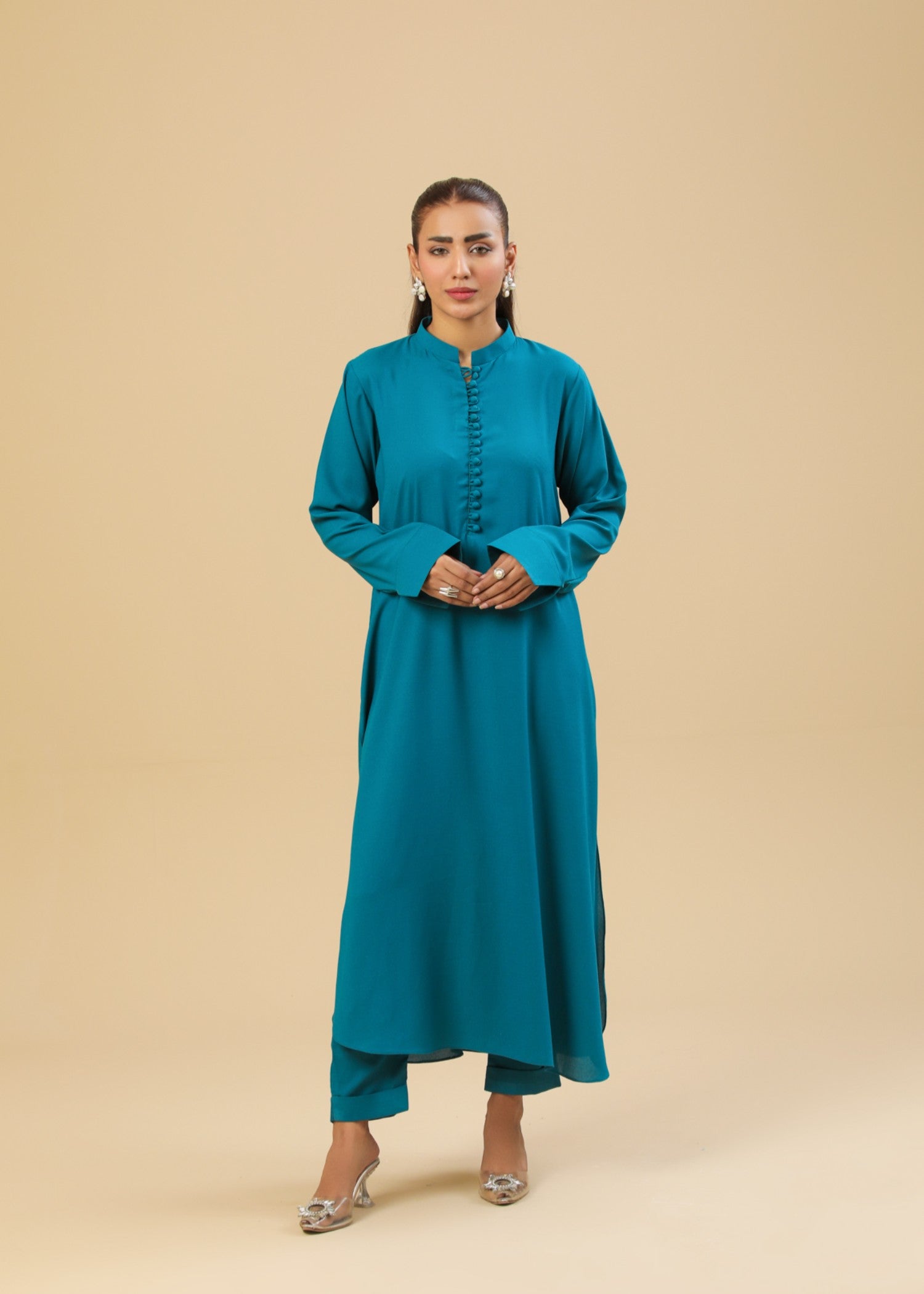 Zenyre Teal Haze Solid Set Women 2pcs