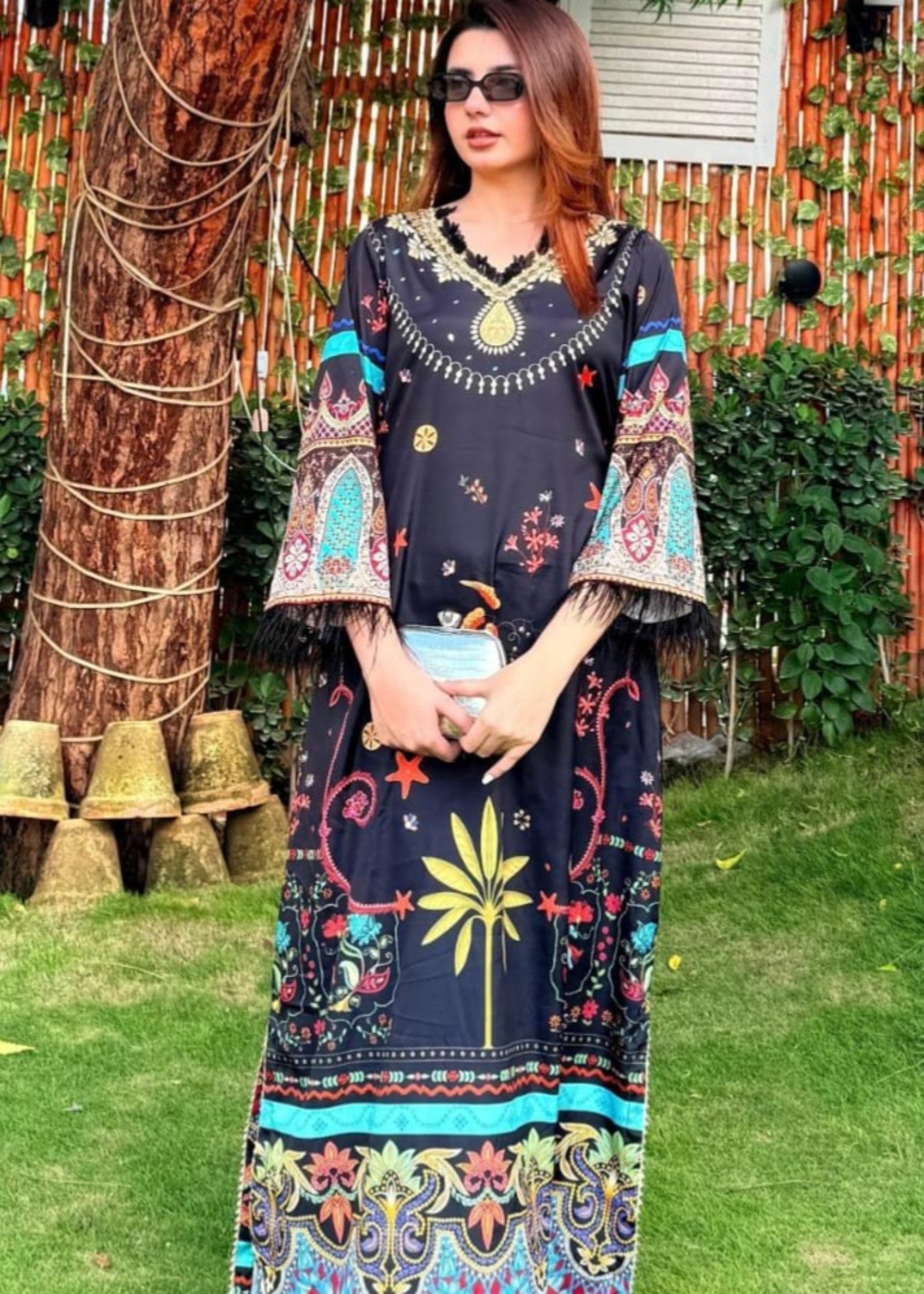 Mataish Black Midnight Kaftan Women 1pcs