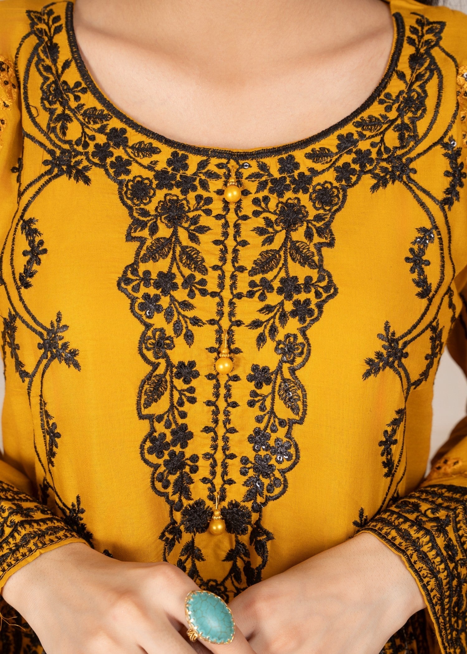 Four Season Boutique ZIRWAH COTTON MUSTARD Women 3pcs