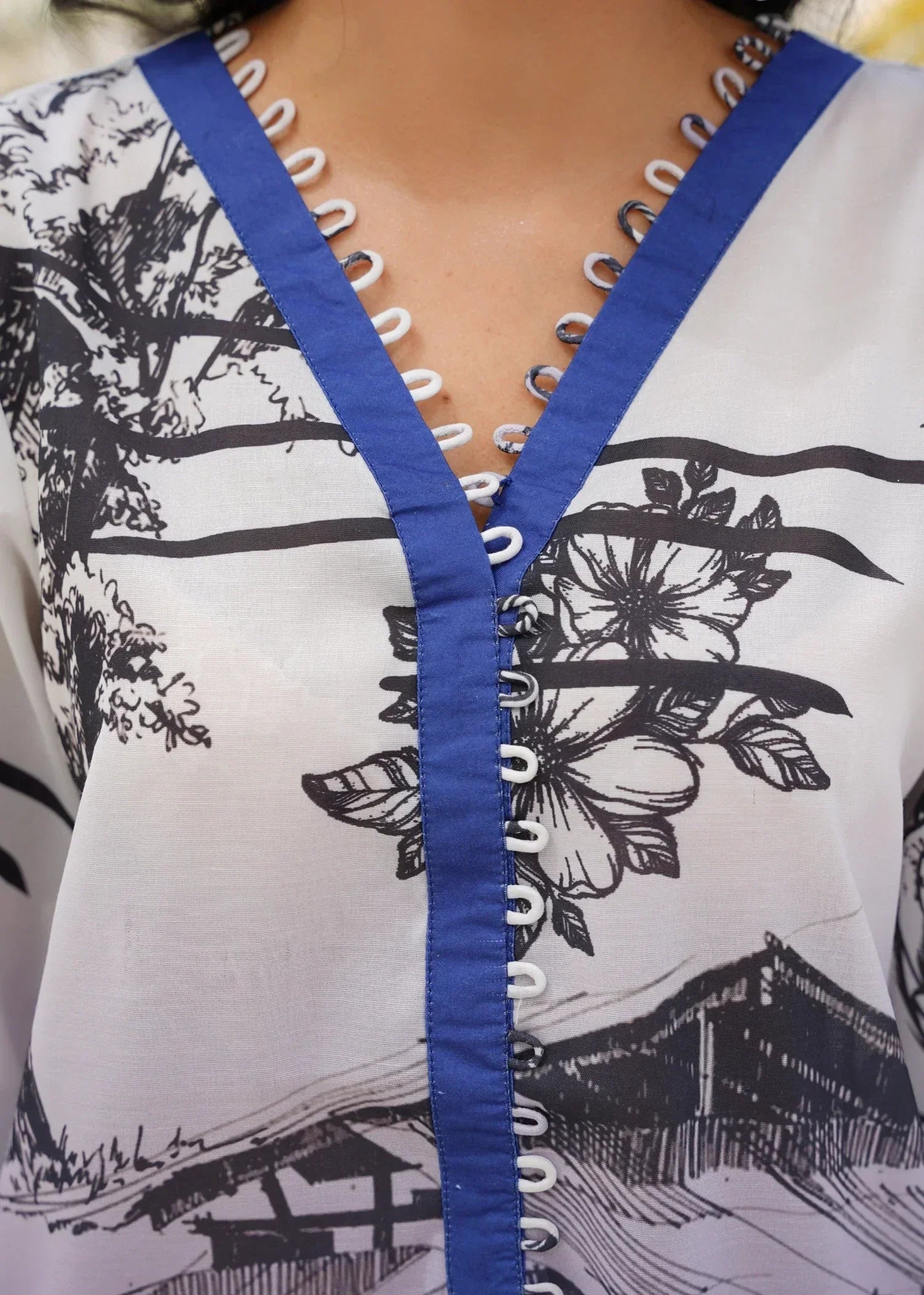 Mataish Indigo Sketch Cord Set Women 2pcs