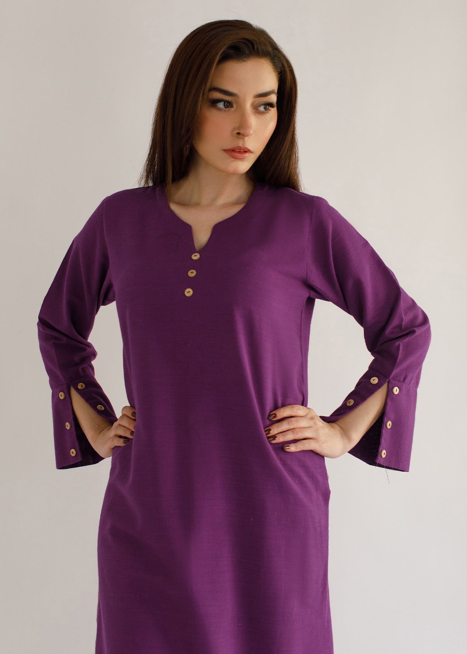 Peach Republic Purple Khaddar Suit Women 2pcs