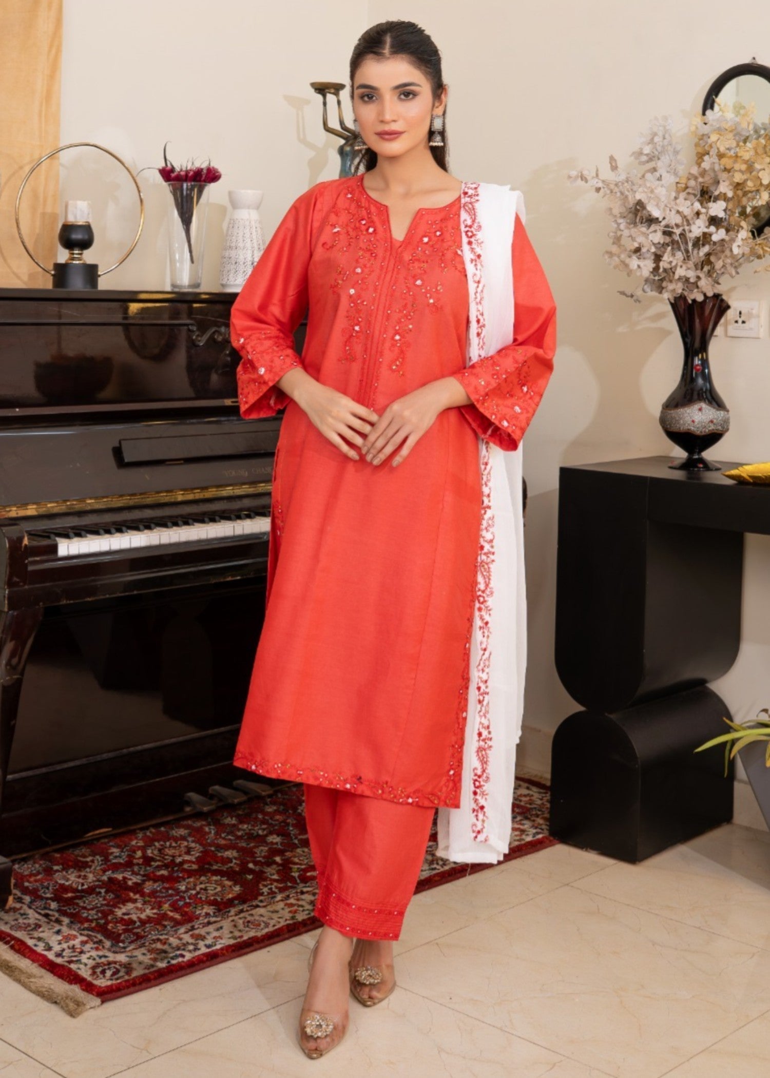 Tehzeeb Libas FLAME AURA EMBROIDERED Women 3pcs
