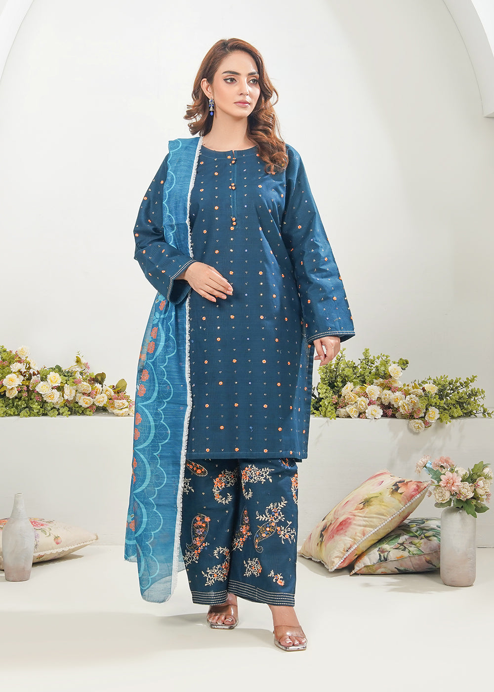 Elara Official Midnight Bloom Embroidered Suit Women 3pcs