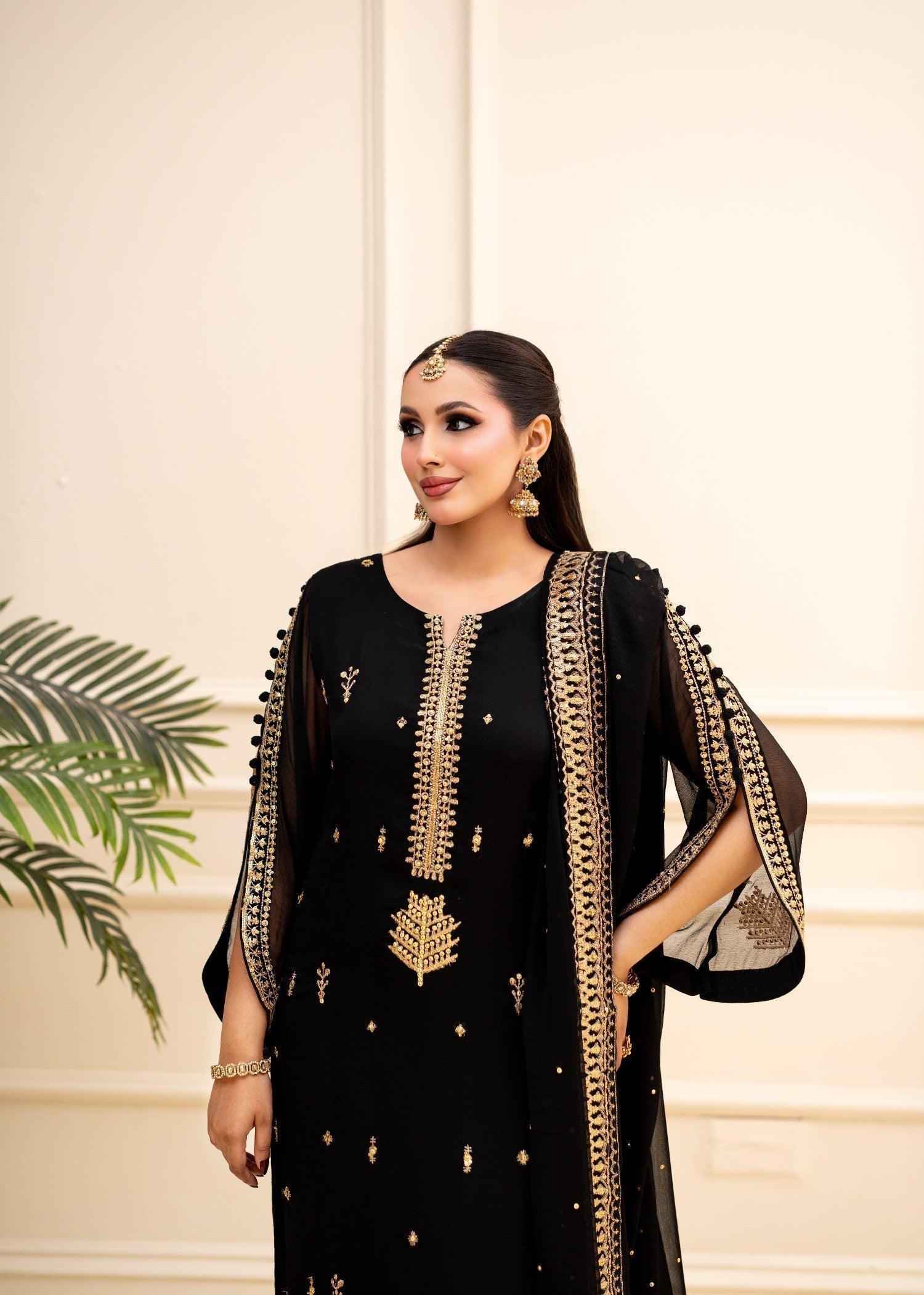 Alyssa Black Chiffon Suit ALL405 Women 3pcs