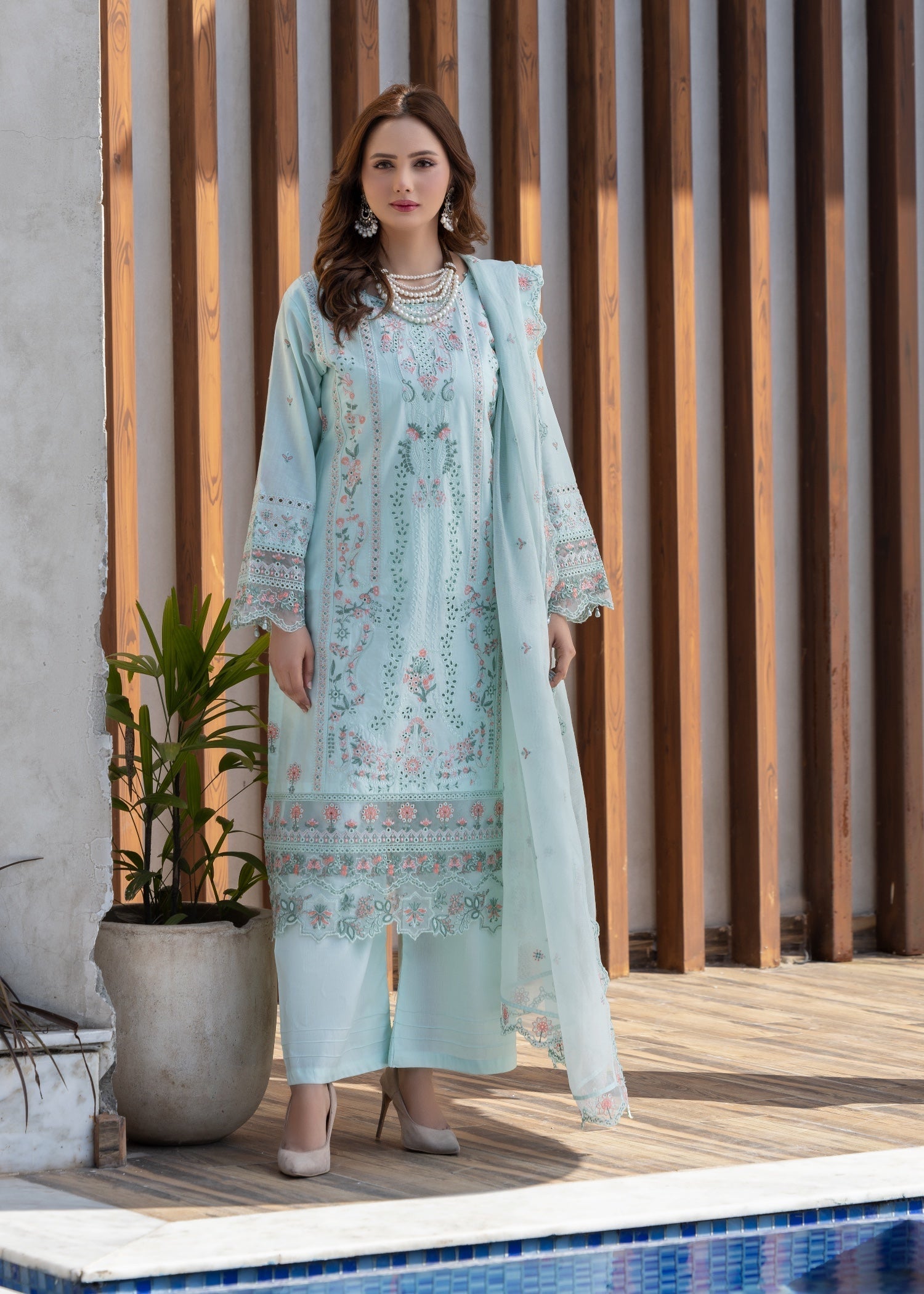 Suits By Sadia SKY SHINE CHIKANKARI Women 3pcs