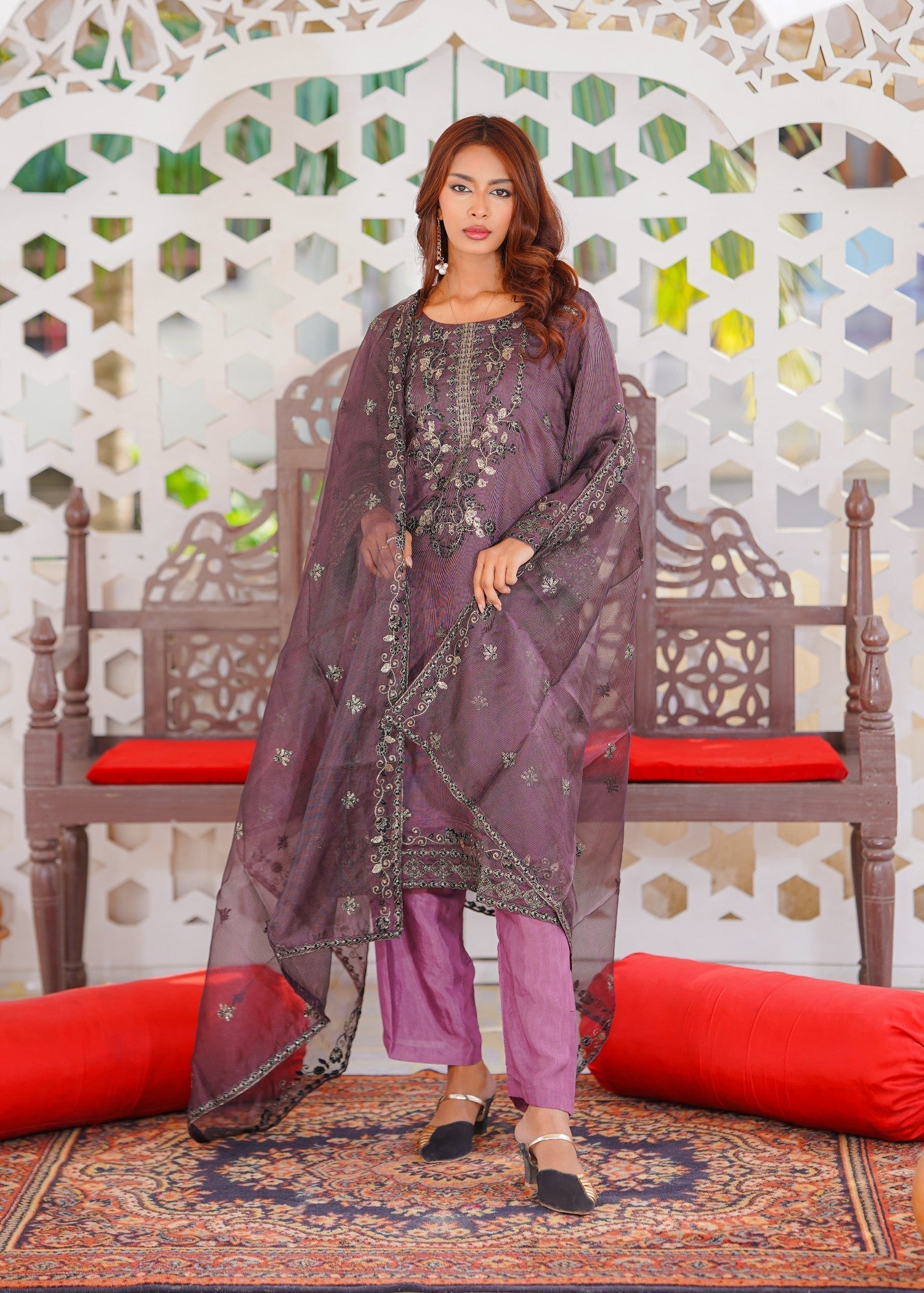 Abeera Timeless Radiance – Embroidered & Zariwork Khaddi Net Suit (Art No. H 001) Women 3pcs