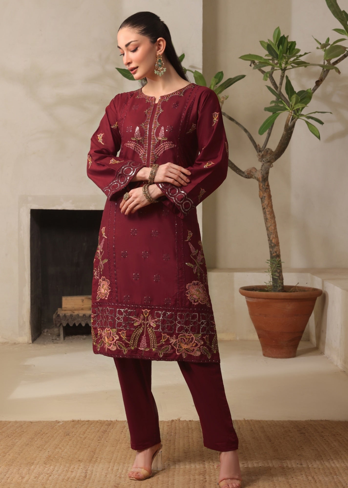 Ayra Pret Sumbul Maroon Women 2pcs