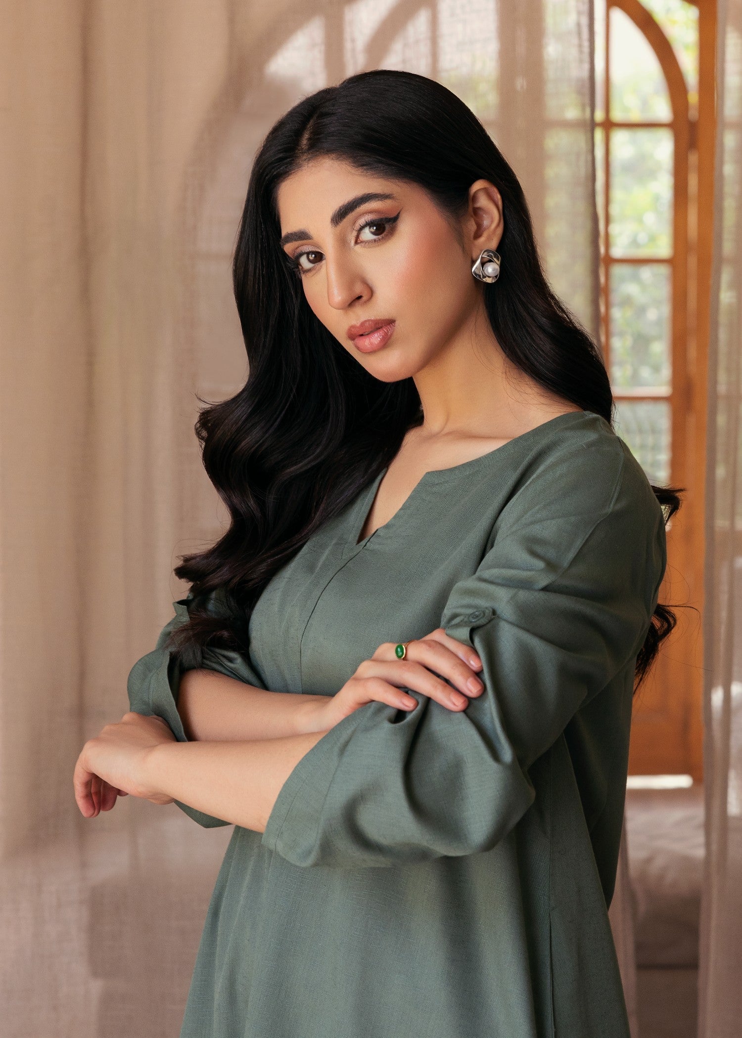 Ghonche Green Long Kurta Women 1pcs