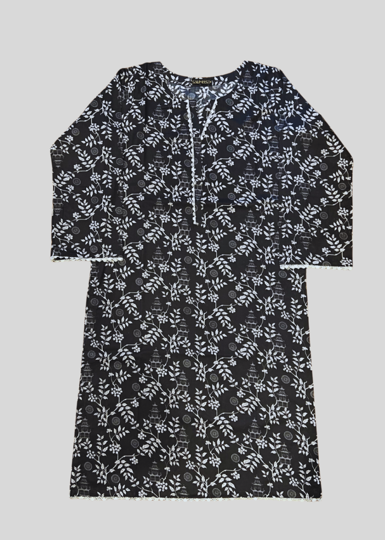 Salimas Lawn Stitched Suit – Monochrome Floral Elegance Women 2pcs