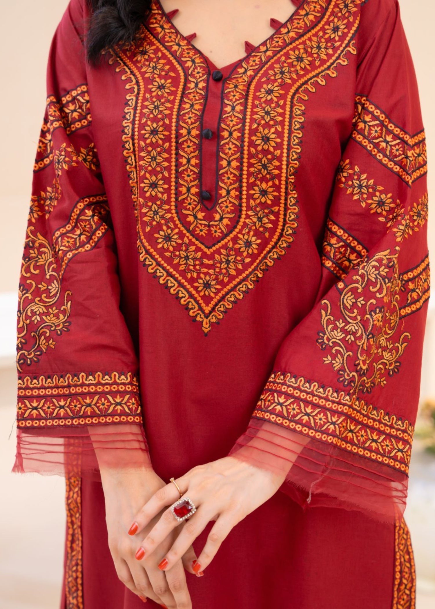Zeenat & Zoha Maroon Women 2pcs