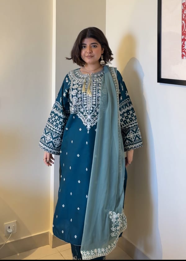 Shehroz Fashion MEHRUNISA LAWN EMBROIDERY SUIT Women 3pcs