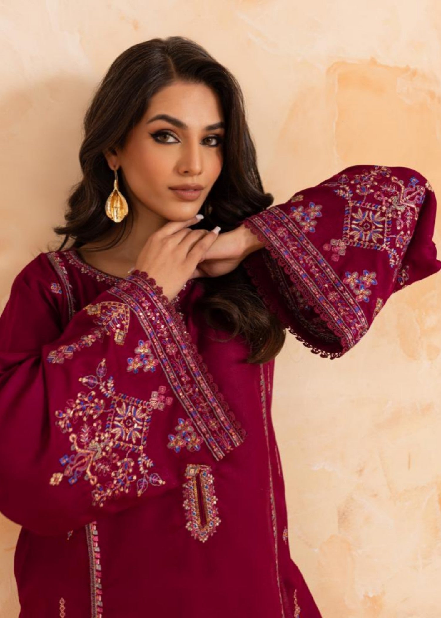 Afsarah Rosewood Luxury Embroidered Dress Women 2pcs