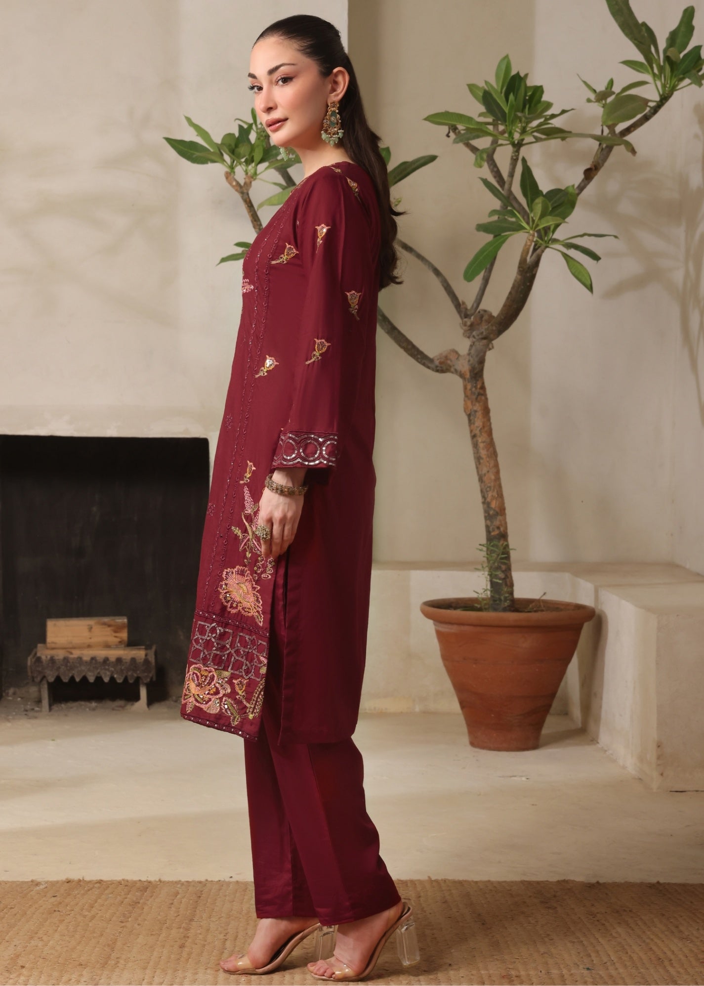 Ayra Pret Sumbul Maroon Women 2pcs